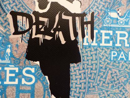DEATH NYC fertig gerahmte Lithografie ltd. Edit of 100 "Umbrella Girl Banksy" 3D Siegel COA