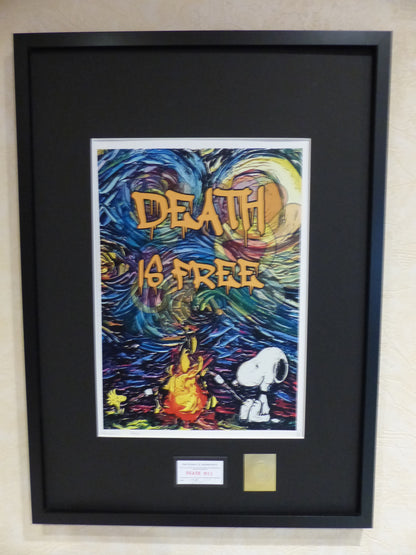 DEATH NYC fertig gerahmte Lithografie ltd. Edit. of 100 "Snoopy and Woodstock" 3D Siegel COA
