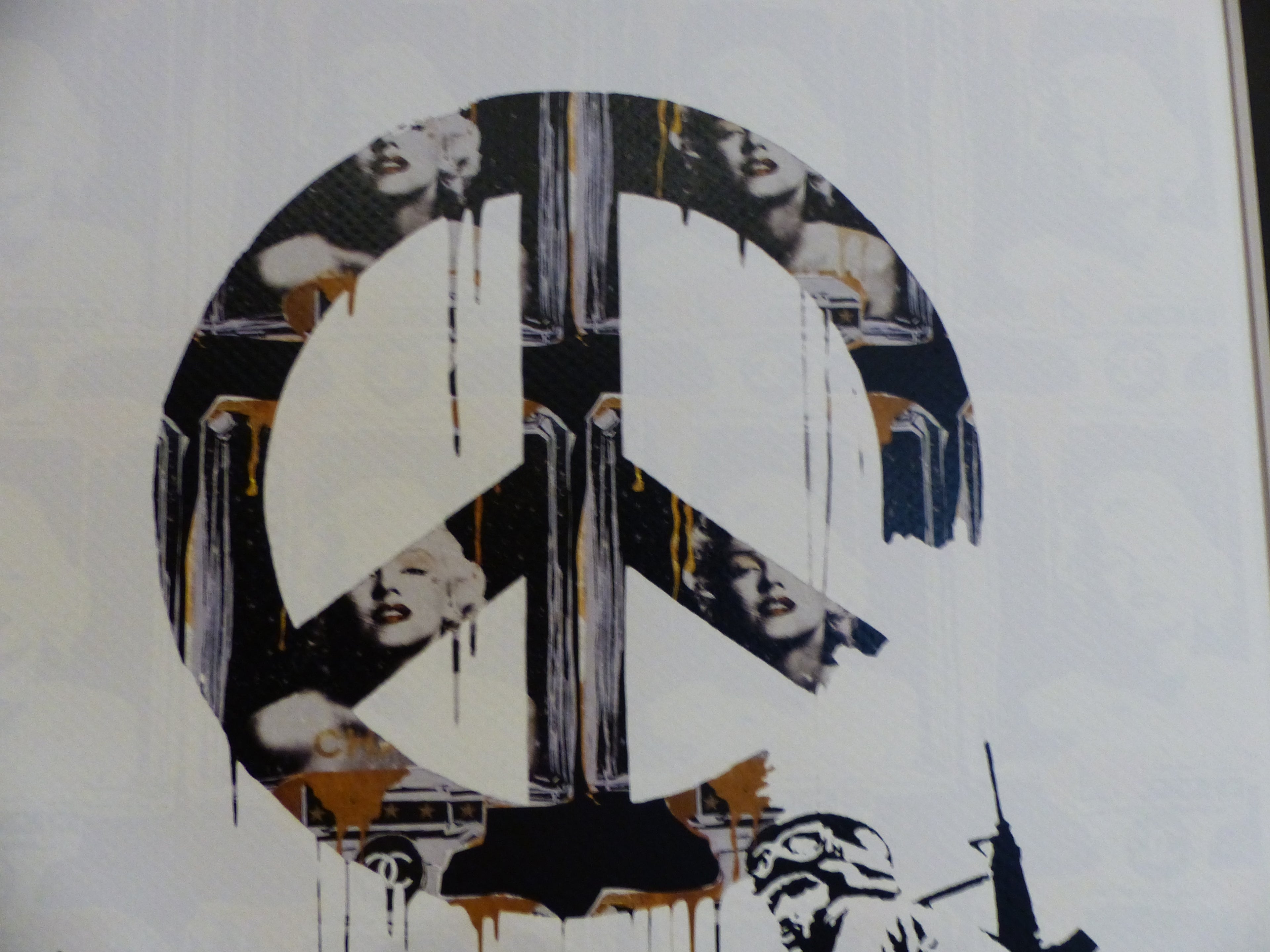 DEATH NYC fertig gerahmte Lithografie ltd.Edition "Peace Soldier Banksy II" 3D Siegel und COA