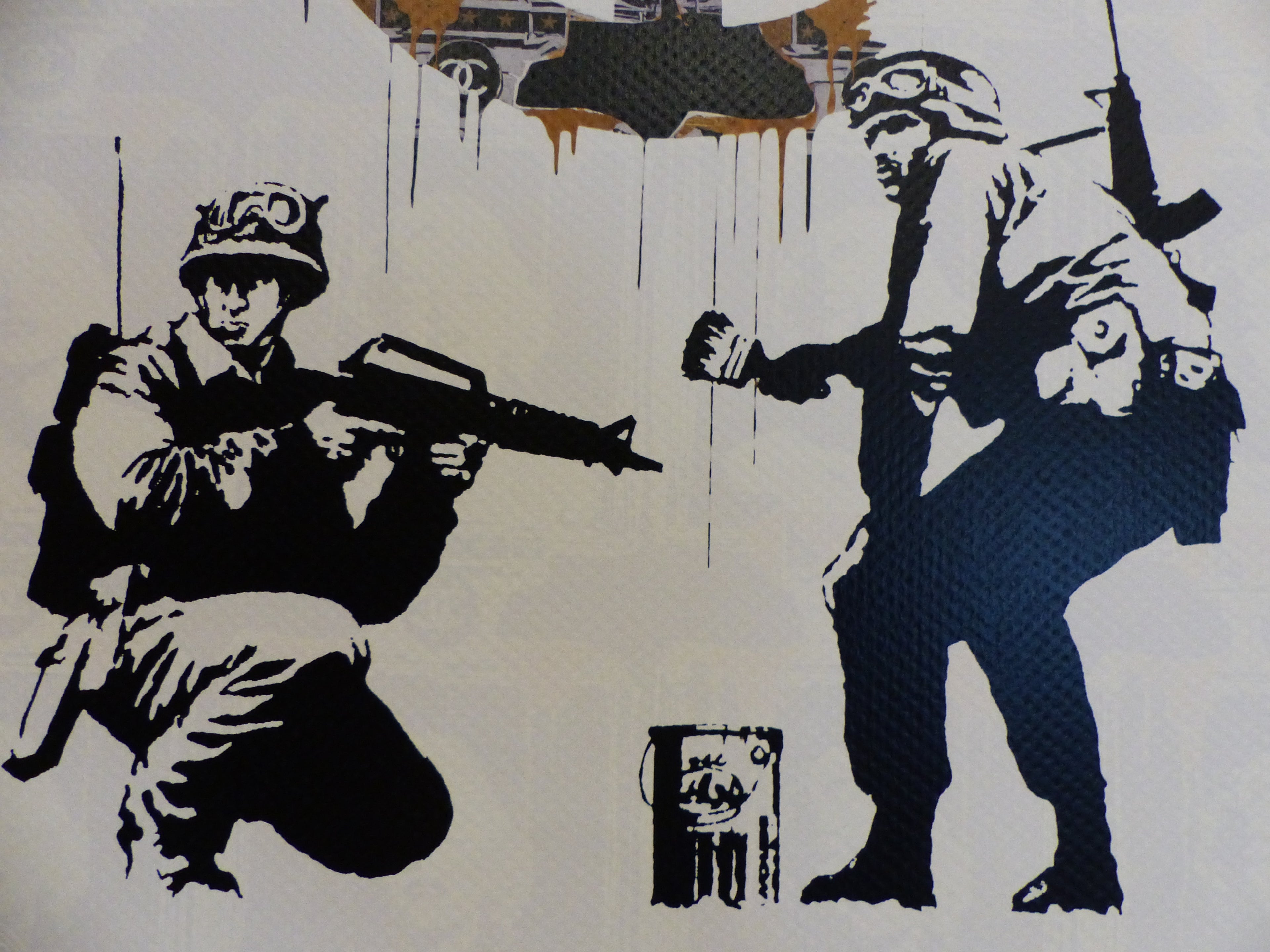 DEATH NYC fertig gerahmte Lithografie ltd.Edition "Peace Soldier Banksy II" 3D Siegel und COA