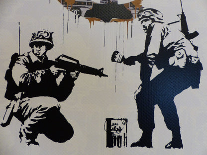 DEATH NYC fertig gerahmte Lithografie ltd.Edition "Peace Soldier Banksy II" 3D Siegel und COA
