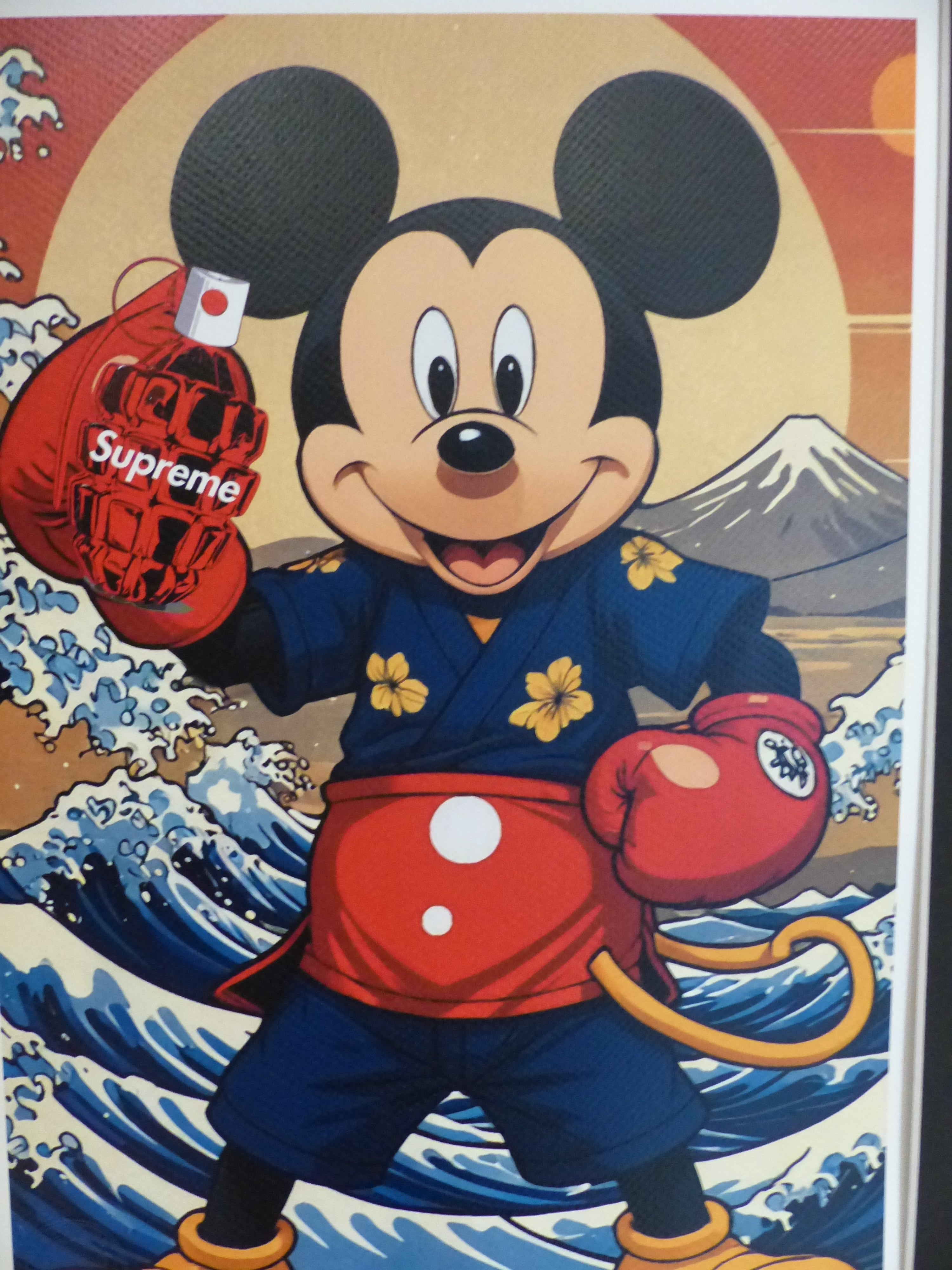 DEATH NYC fertig gerahmte Lithografie ltd. Edit of 100 "Mickey Mouse boxing" 3D Siegel COA