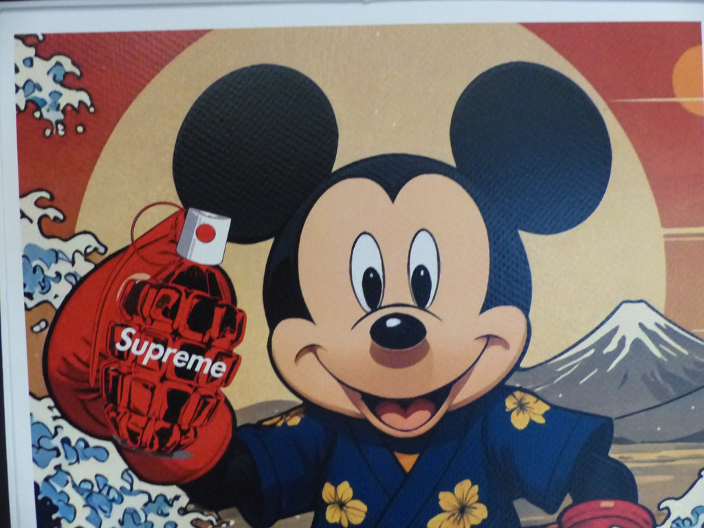 DEATH NYC fertig gerahmte Lithografie ltd. Edit of 100 "Mickey Mouse boxing" 3D Siegel COA