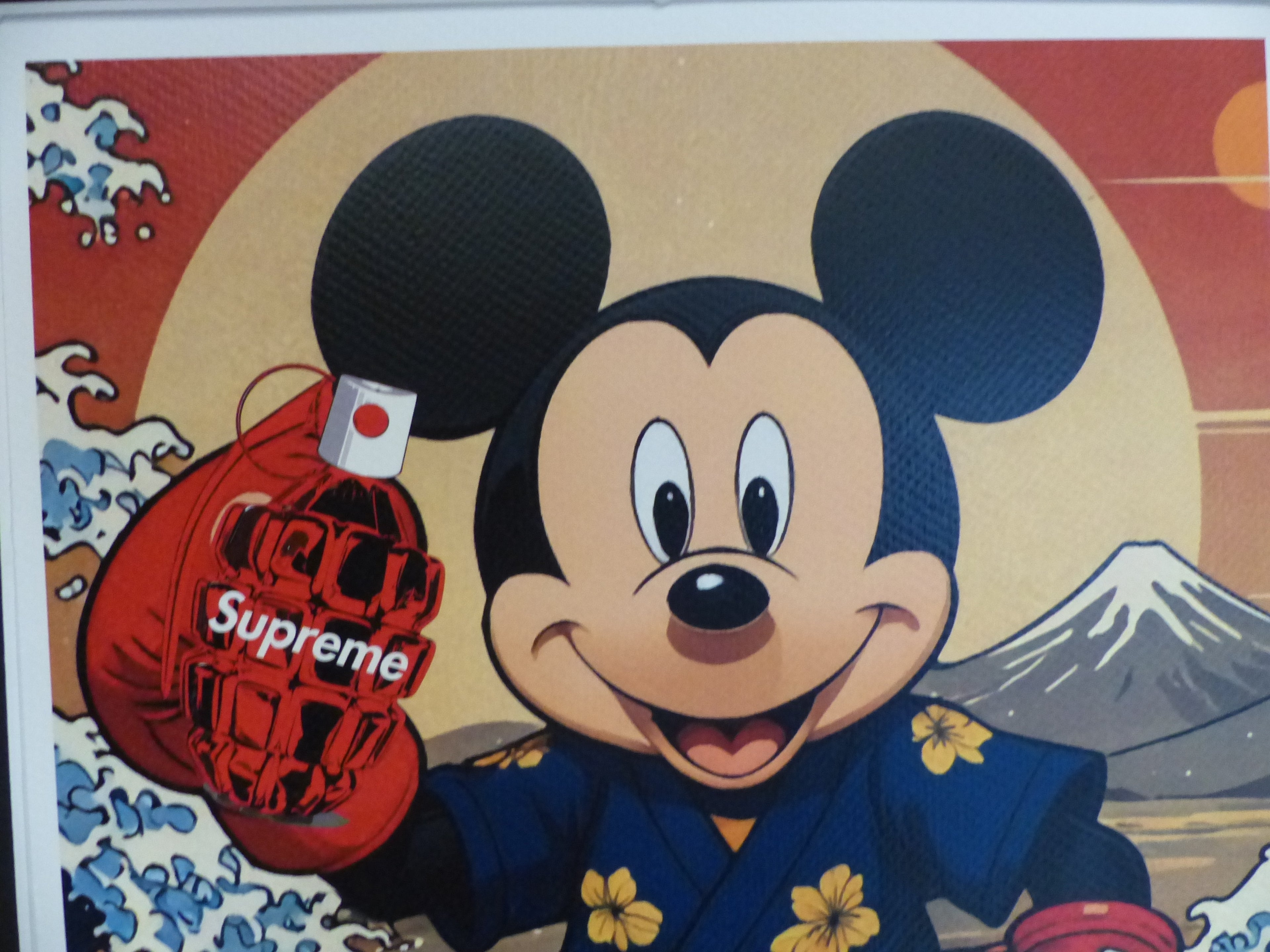 DEATH NYC fertig gerahmte Lithografie ltd. Edit of 100 "Mickey Mouse boxing" 3D Siegel COA