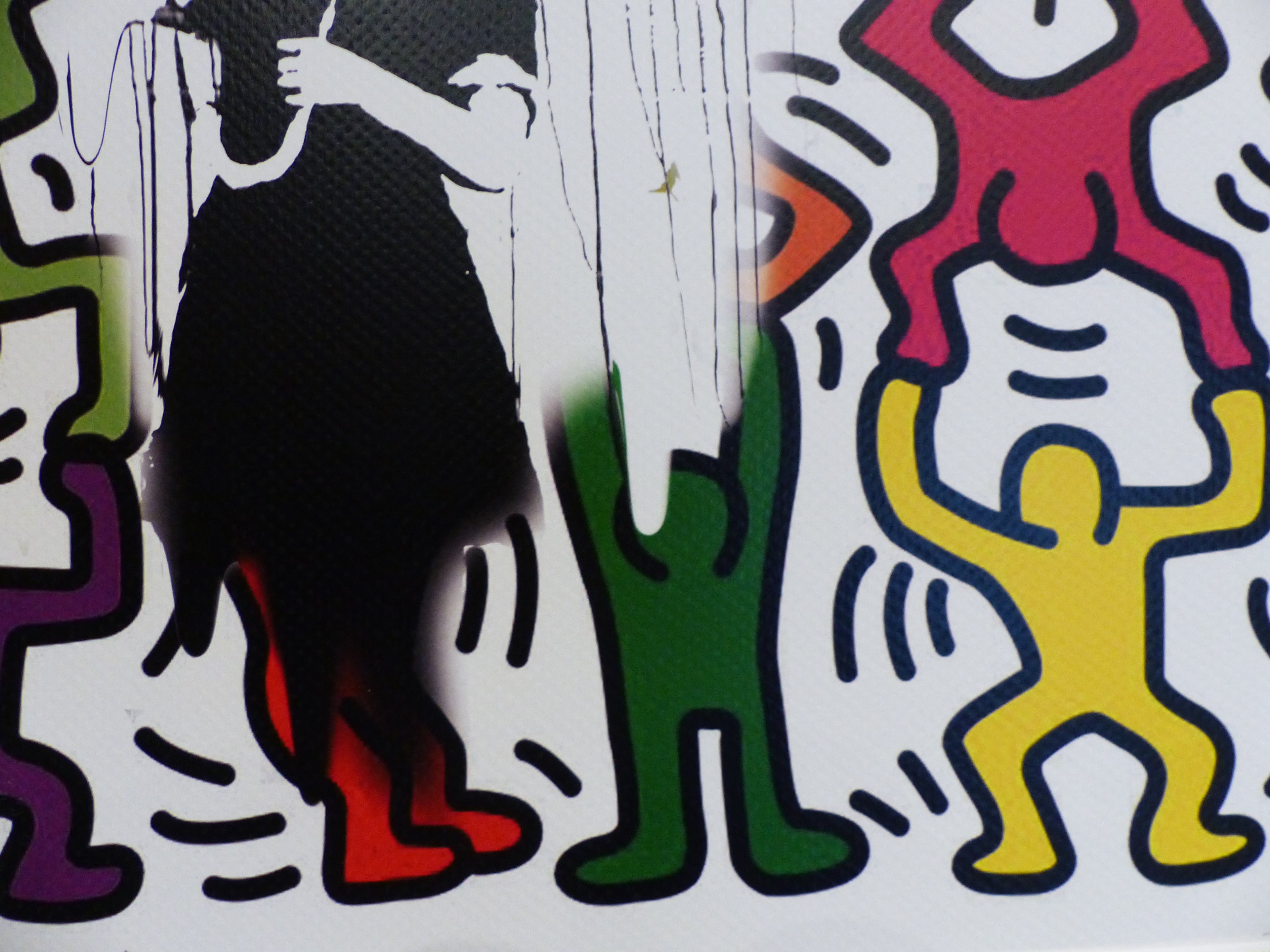 DEATH NYC fertig gerahmte Lithografie ltd. Edit. of 120"Banksy Umbrella Girl Keith Haring" 3D Siegel COA