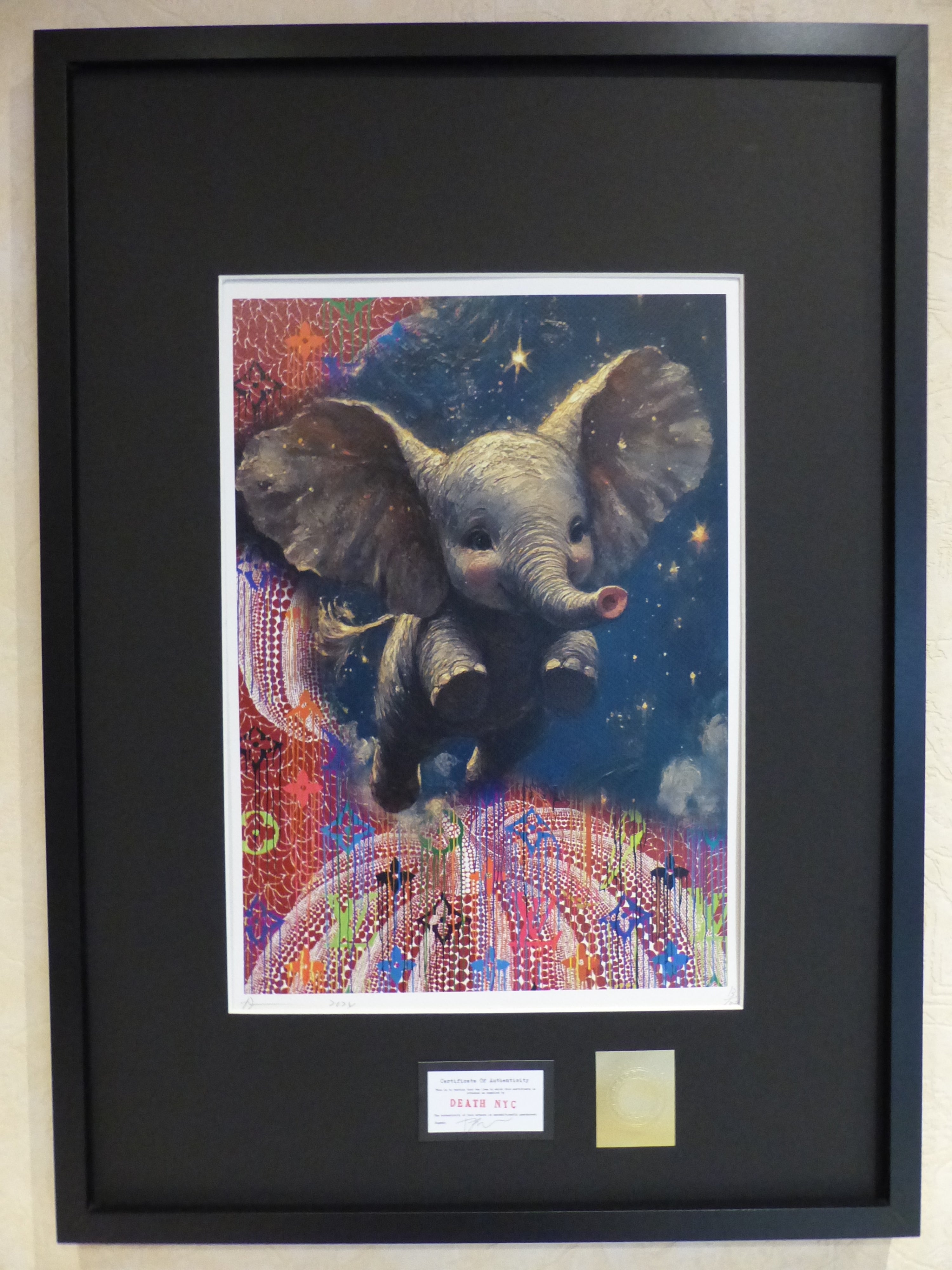 DEATH NYC fertig gerahmte Lithografie ltd Edit of 100 "Disney's Dumbo II" 3D Siegel COA