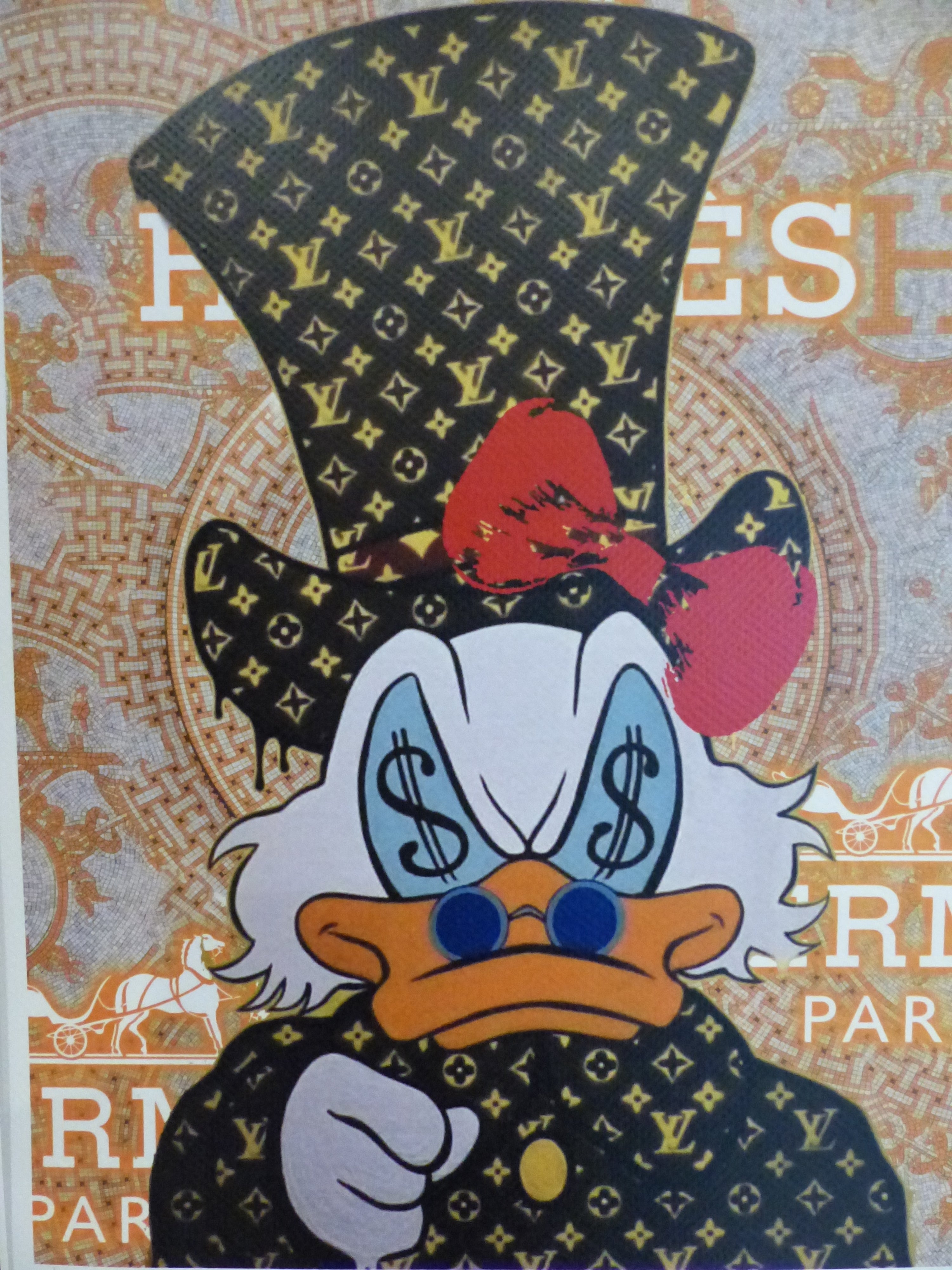 DEATH NYC fertig gerahmte Lithografie ltd. Edit. of 100 "Dagobert Duck Money" 3D Siegel COA