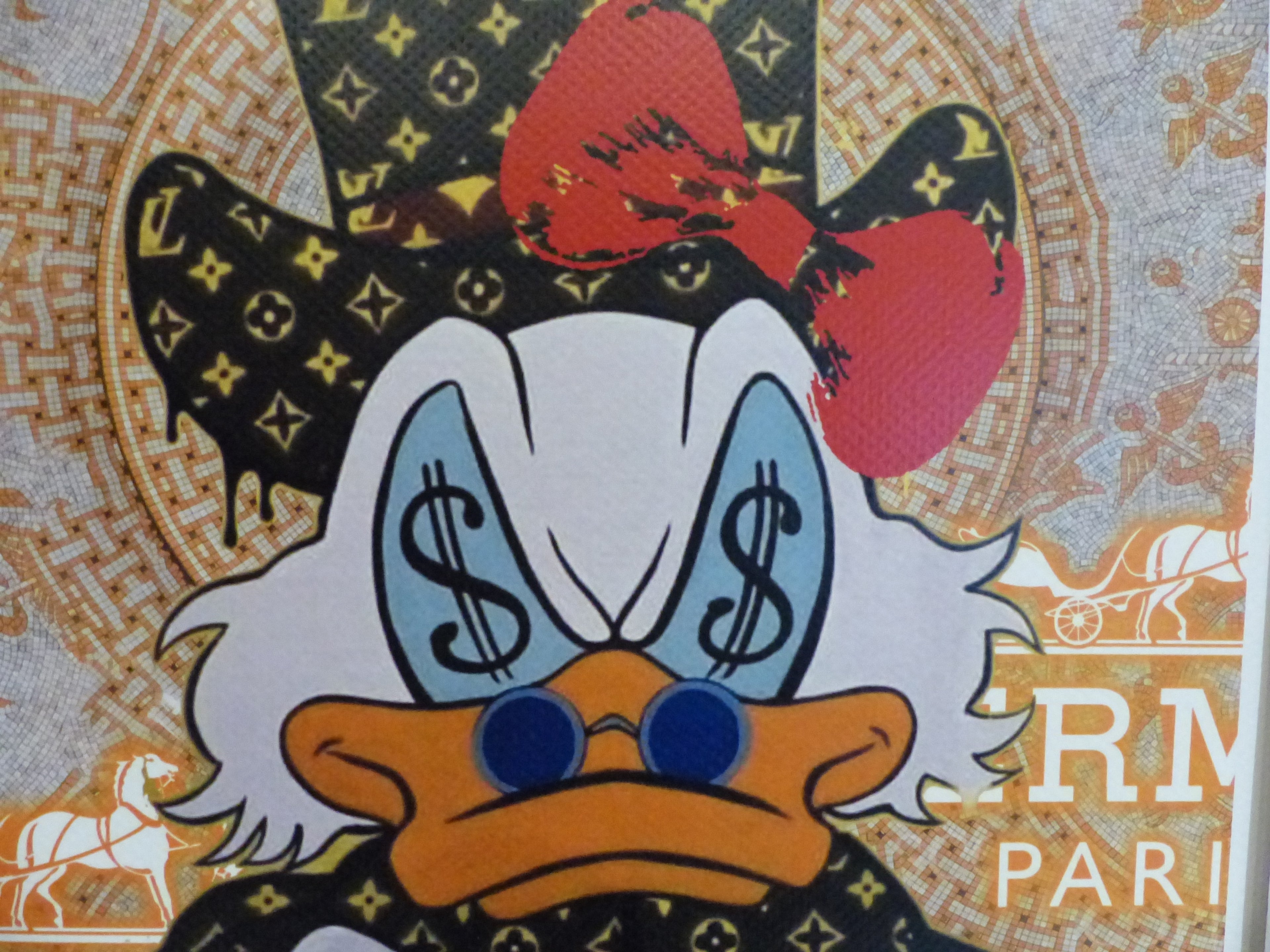 DEATH NYC fertig gerahmte Lithografie ltd. Edit. of 100 "Dagobert Duck Money" 3D Siegel COA
