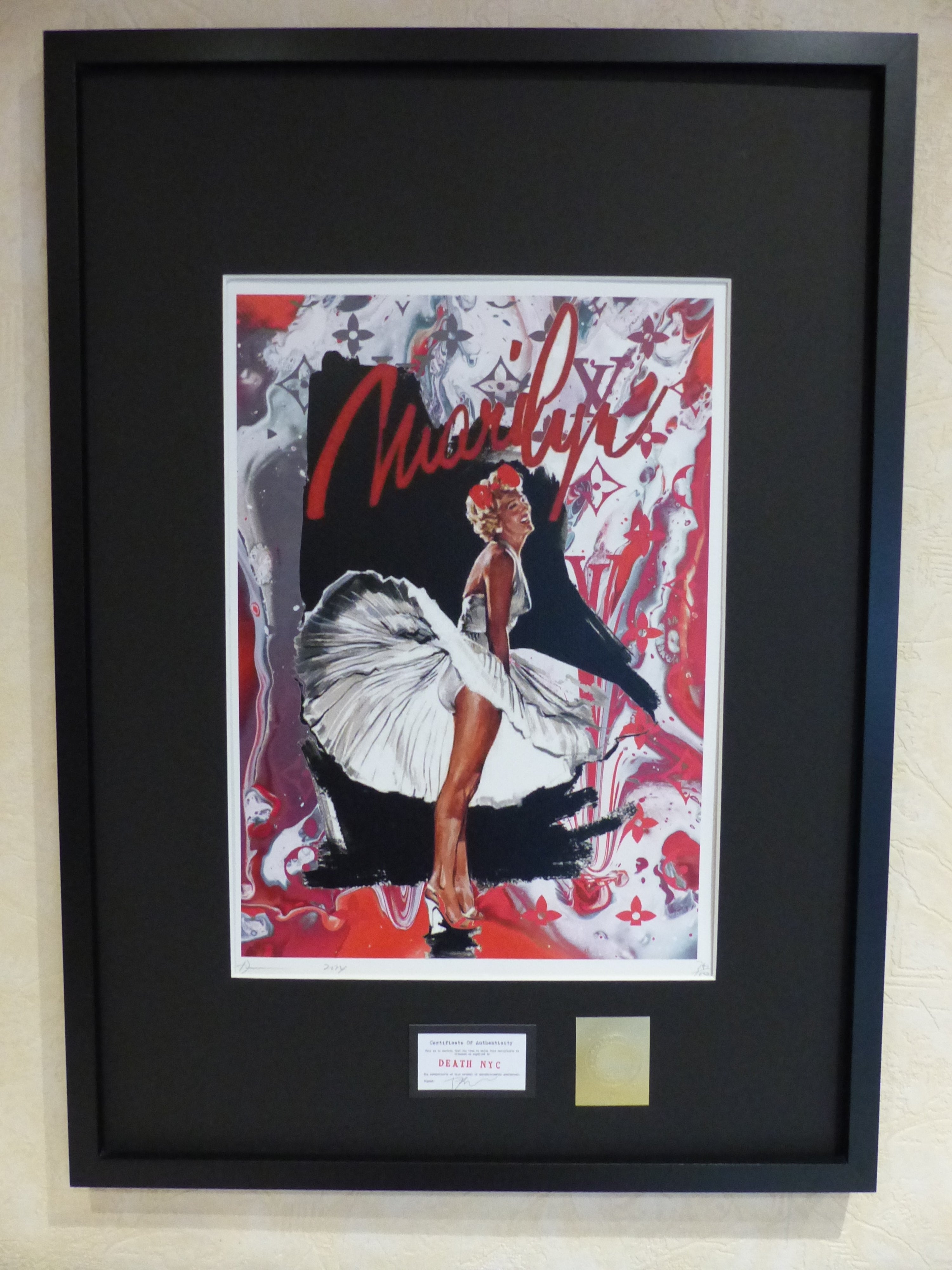 DEATH NYC fertig gerahmte Lithografie ltd. Edit of 100 "Marilyn Monroe Classic" 3D Siegel COA