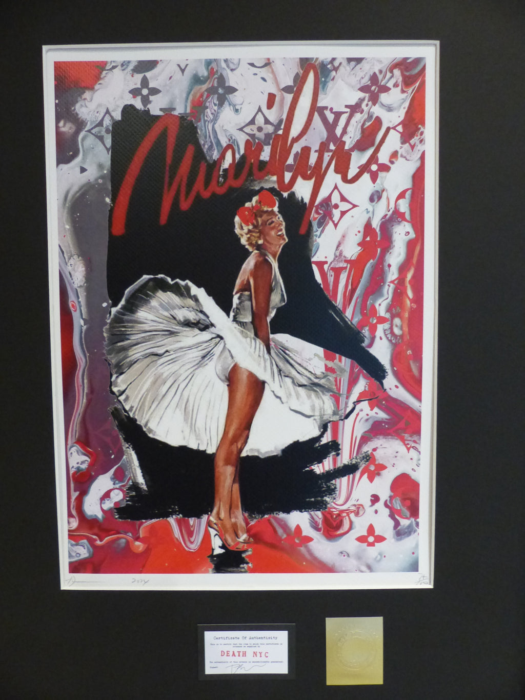 DEATH NYC fertig gerahmte Lithografie ltd. Edit of 100 "Marilyn Monroe Classic" 3D Siegel COA