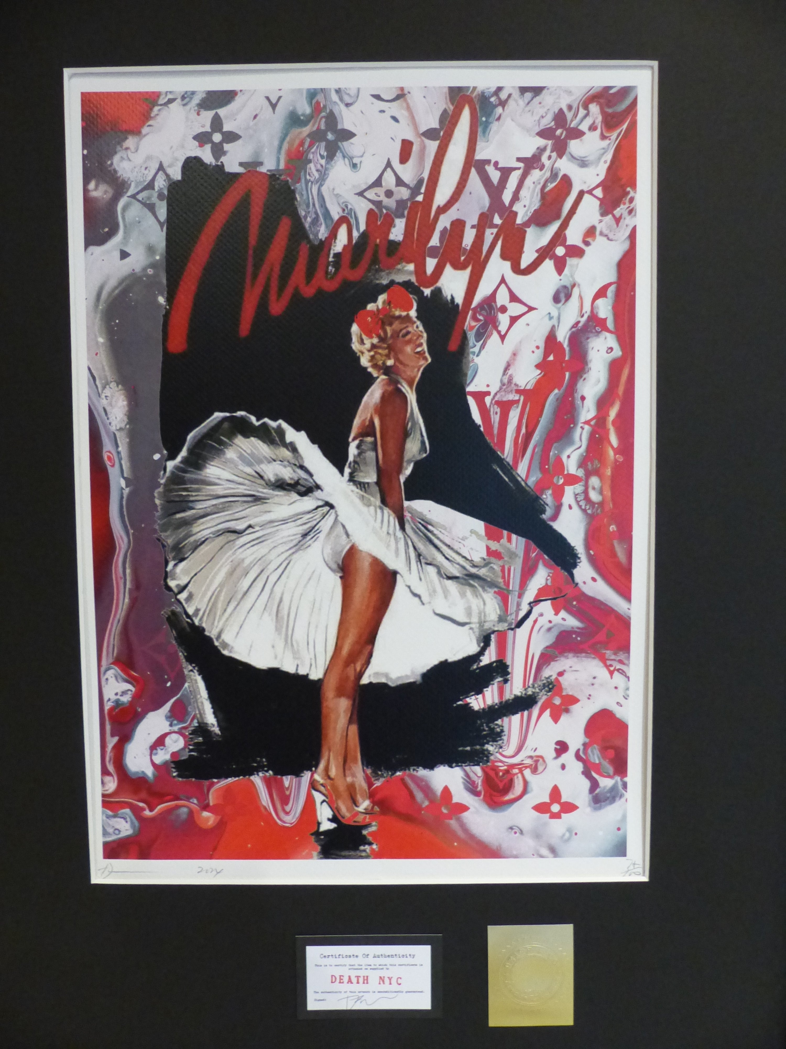 DEATH NYC fertig gerahmte Lithografie ltd. Edit of 100 "Marilyn Monroe Classic" 3D Siegel COA