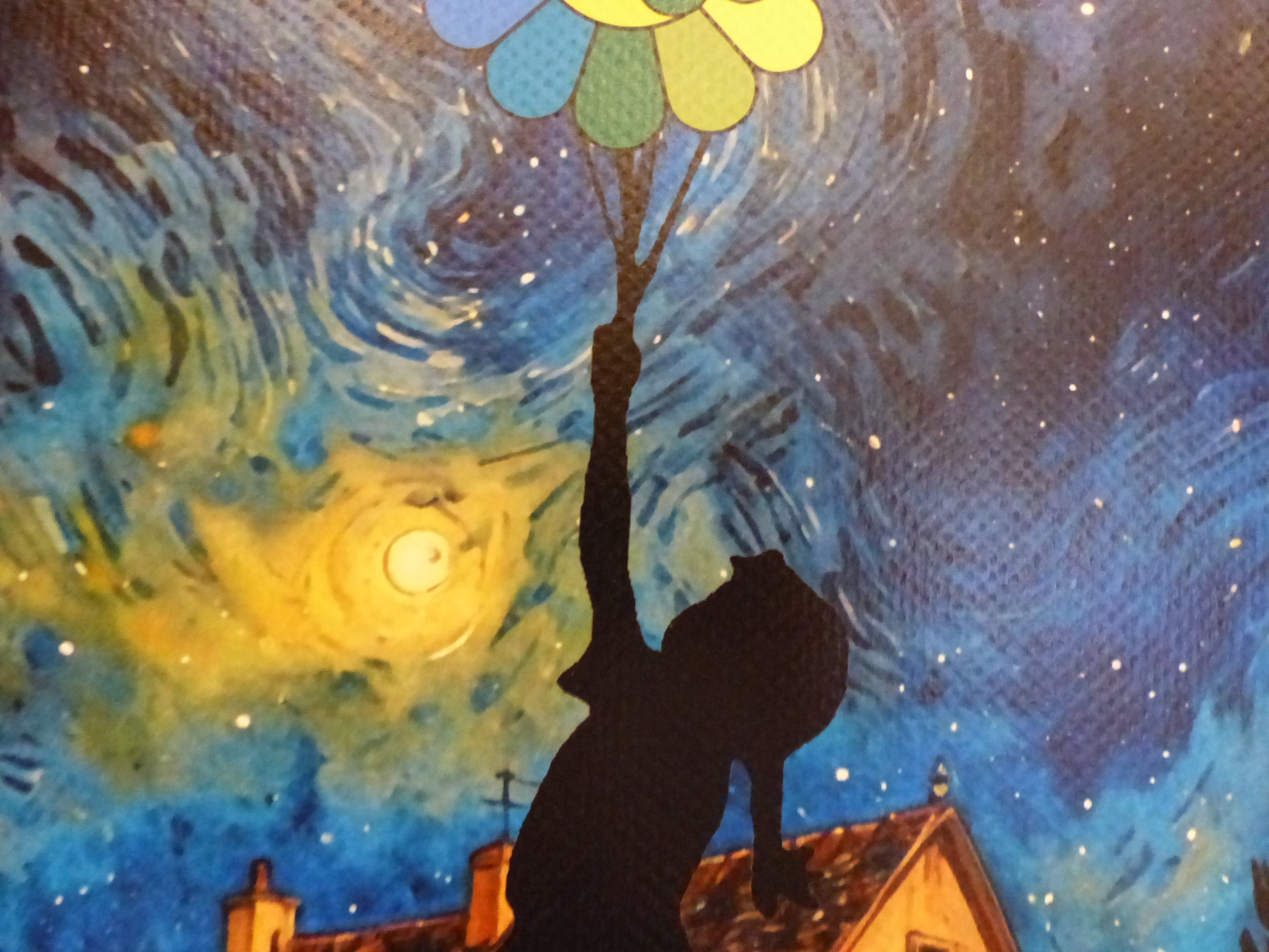DEATH NYC gerahnmte Lithografie ltd. Edit. of "Balloon Girl van Gogh and Murakami flower" 3D Siegel COA