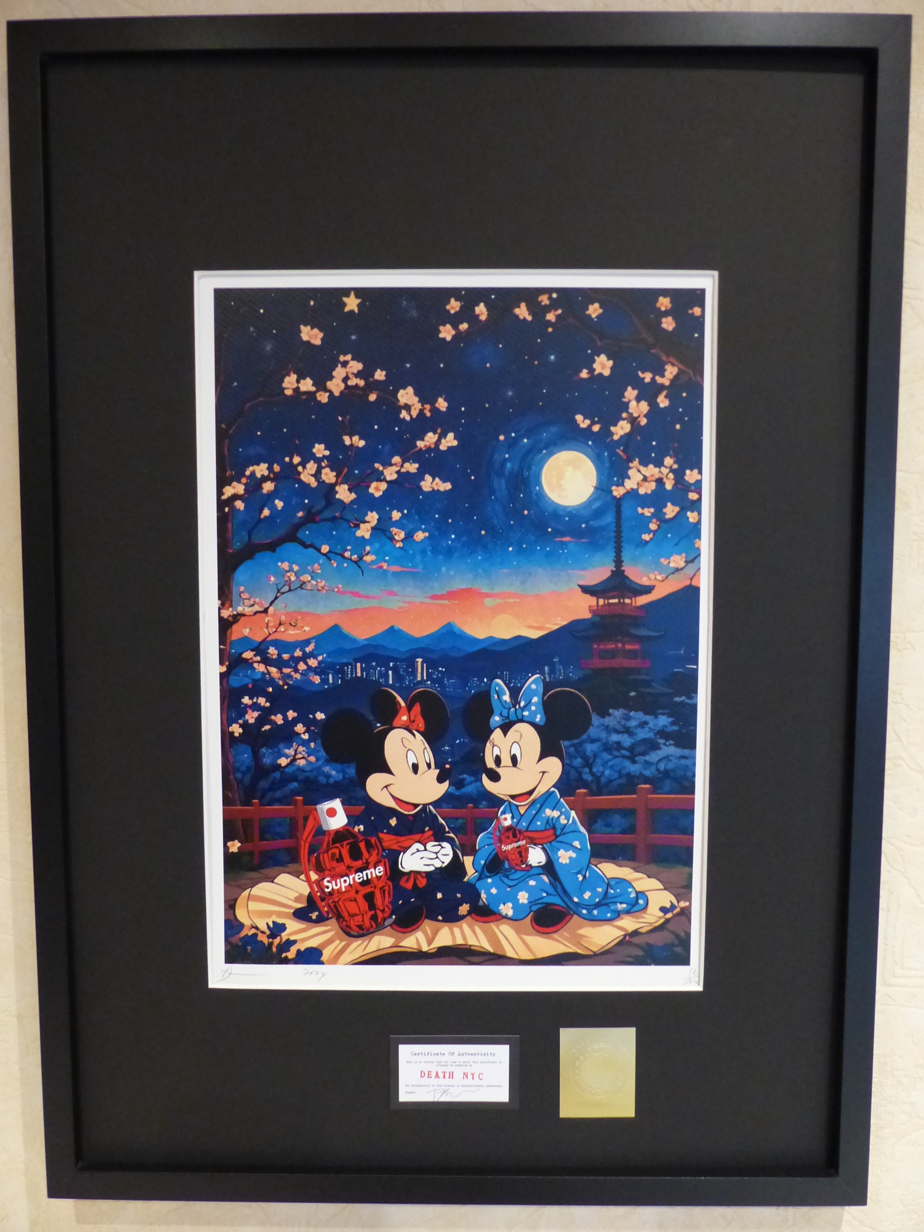 DEATH NYC fertig gerahmte Lithografie ltd. Edit.of 100 "Minnie and Mickey Mouse" 3D Siegel COA