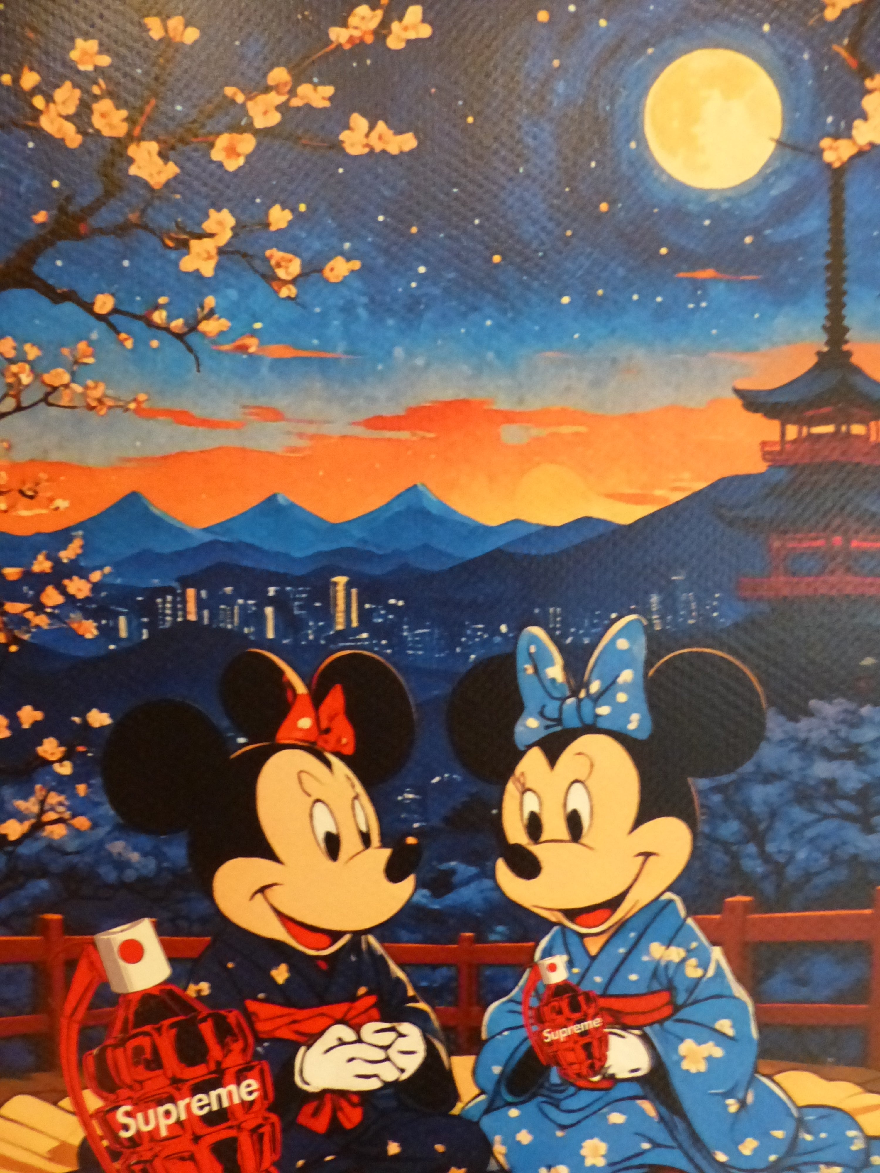 DEATH NYC fertig gerahmte Lithografie ltd. Edit.of 100 "Minnie and Mickey Mouse" 3D Siegel COA