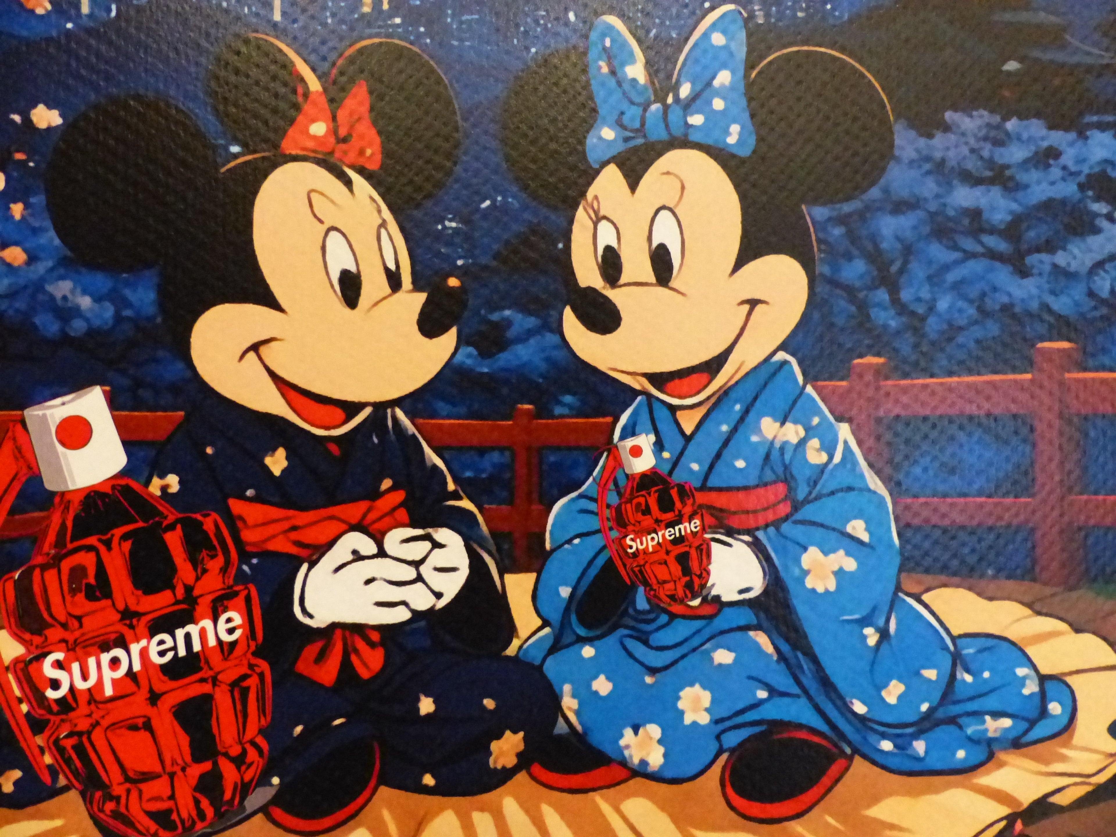 DEATH NYC fertig gerahmte Lithografie ltd. Edit.of 100 "Minnie and Mickey Mouse" 3D Siegel COA