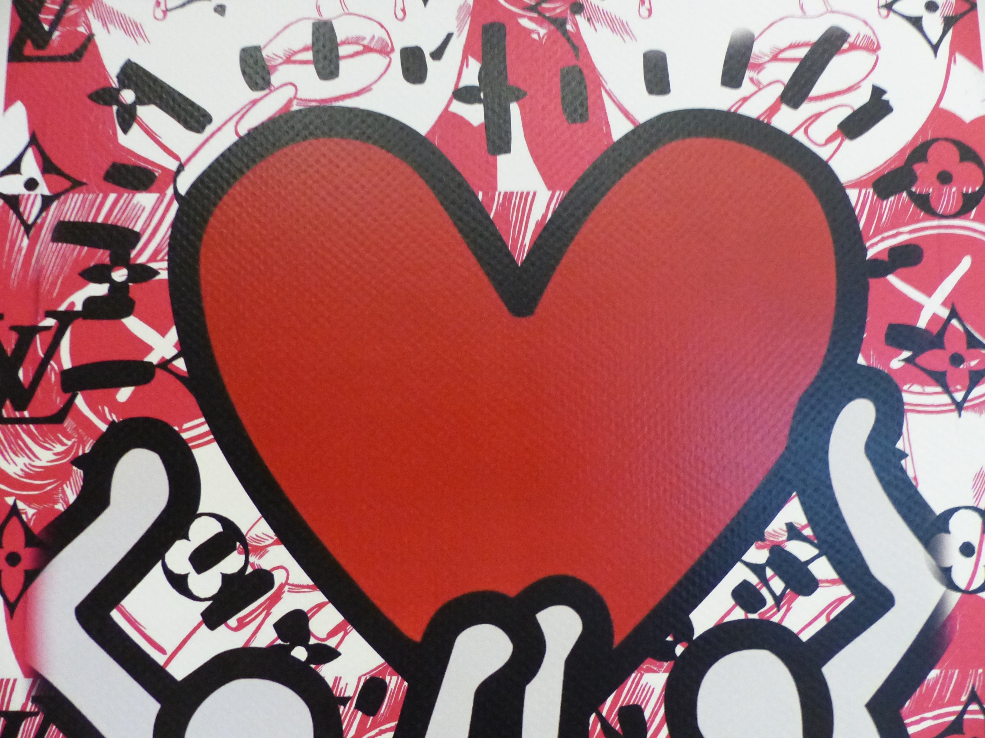 DEATH NYC fertig gerahmte Lithografie ltd.Edit. of 100 "Keith Haring Red Heart" 3D Siegel COA