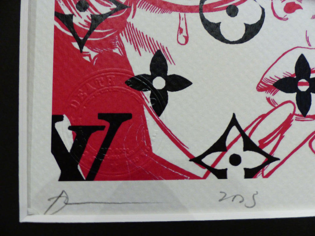DEATH NYC fertig gerahmte Lithografie ltd.Edit. of 100 "Keith Haring Red Heart" 3D Siegel COA
