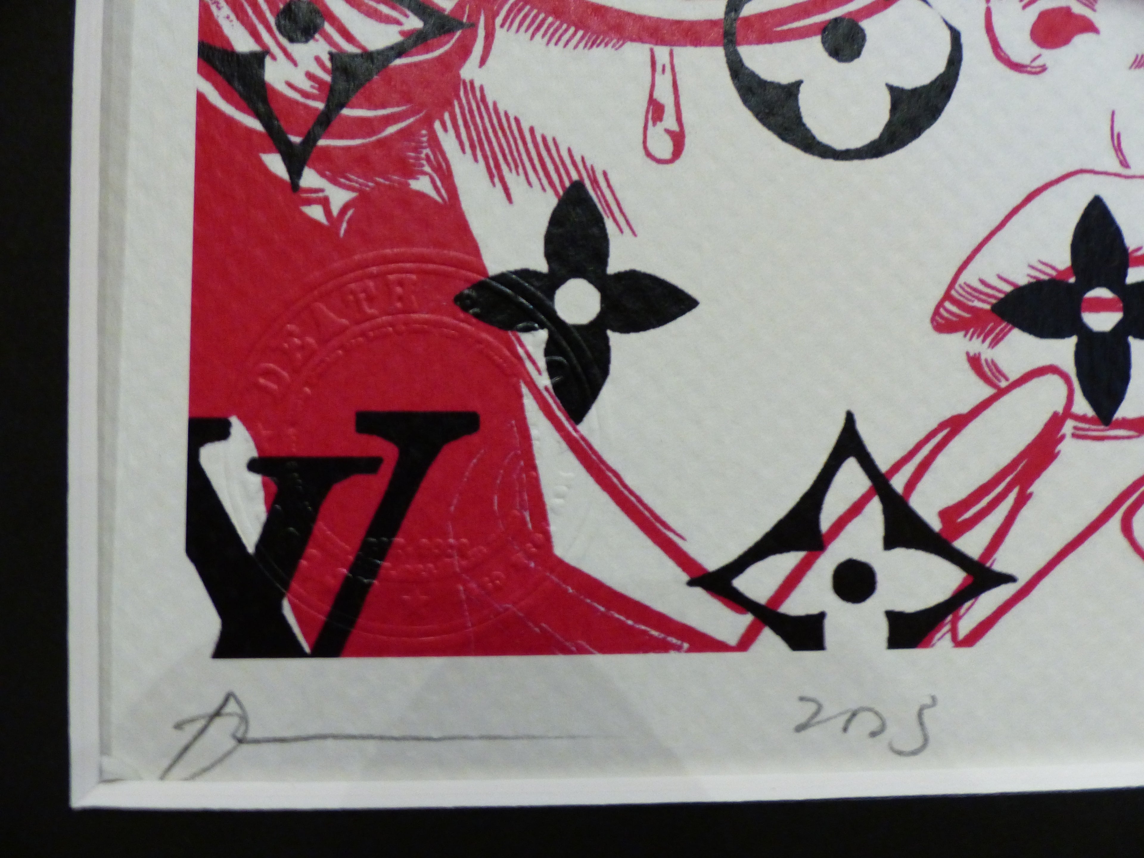 DEATH NYC fertig gerahmte Lithografie ltd.Edit. of 100 "Keith Haring Red Heart" 3D Siegel COA