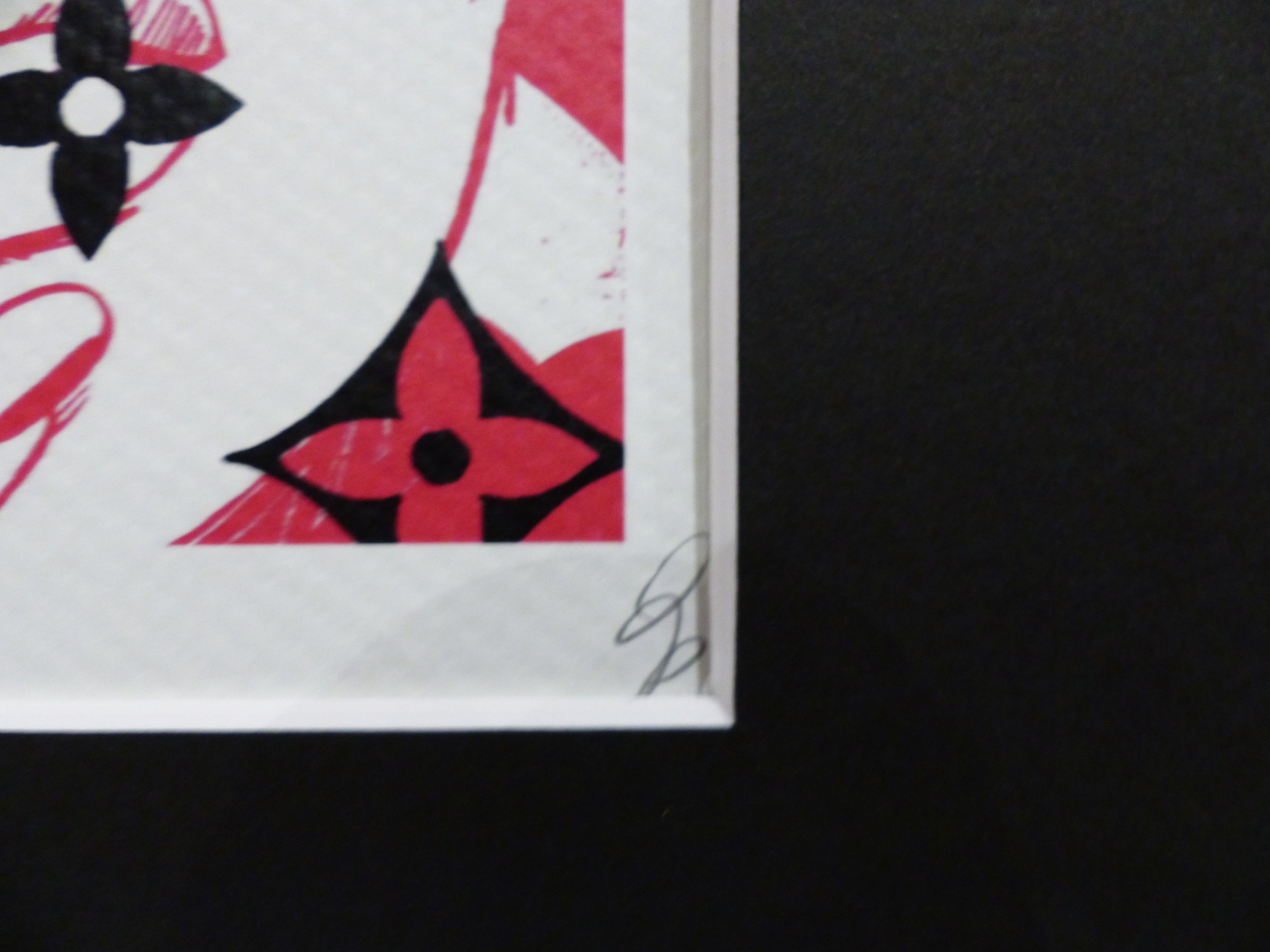 DEATH NYC fertig gerahmte Lithografie ltd.Edit. of 100 "Keith Haring Red Heart" 3D Siegel COA