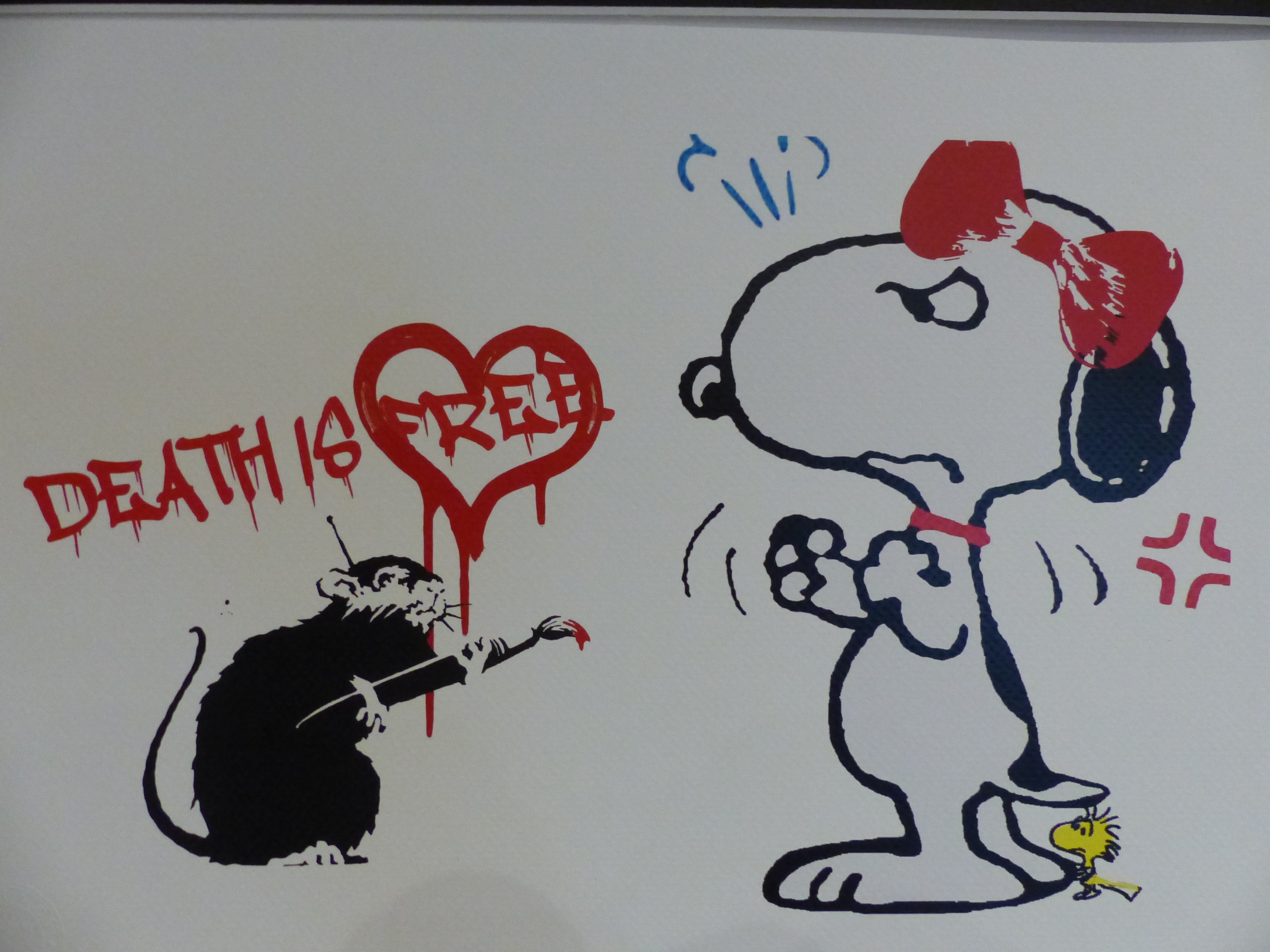 DEATH NYC fertig gerahmte Lithografie ltd. Edit. of 100 "Angry Snoopy" 3D-Siegel and COA