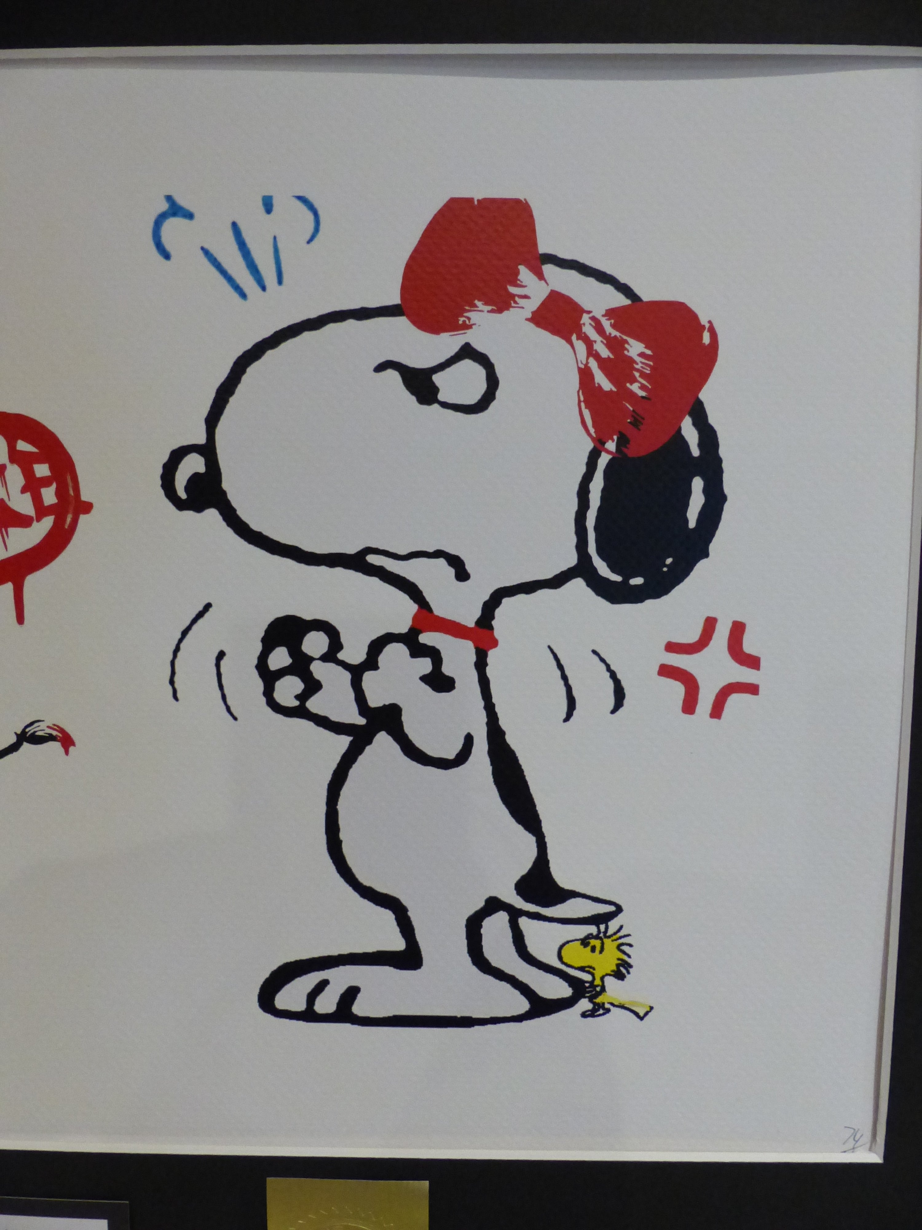 DEATH NYC fertig gerahmte Lithografie ltd. Edit. of 100 "Angry Snoopy" 3D-Siegel and COA