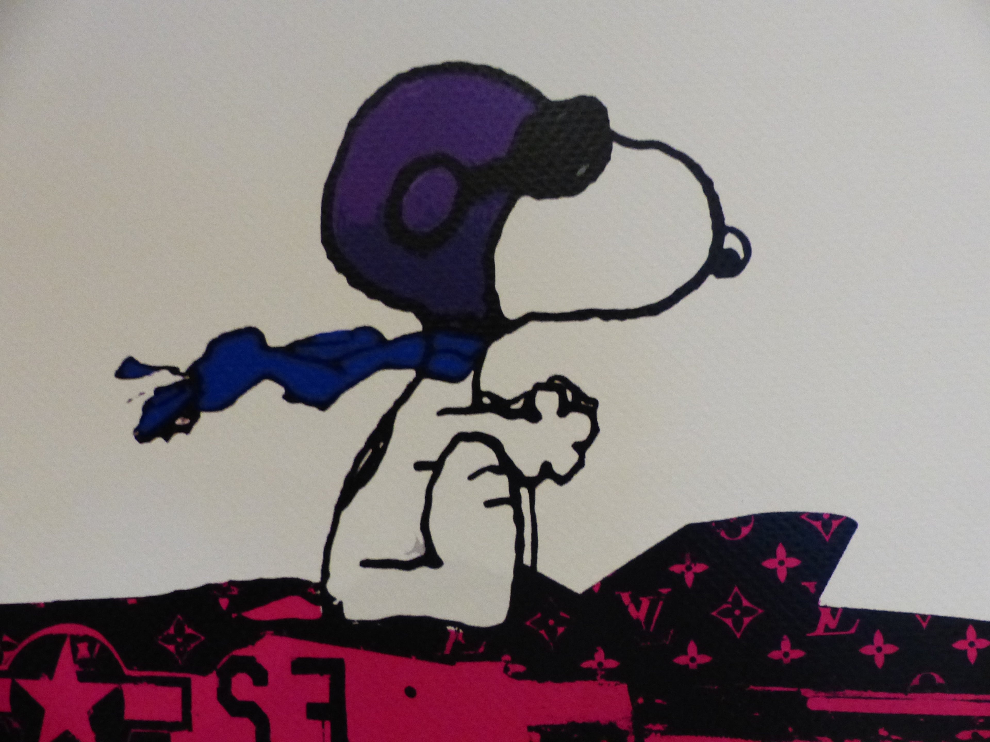 DEATH NYC fertig gerahmte Lithografie ltd. Edt. of 100 "Flying Snoopy" 3D Siegel COA