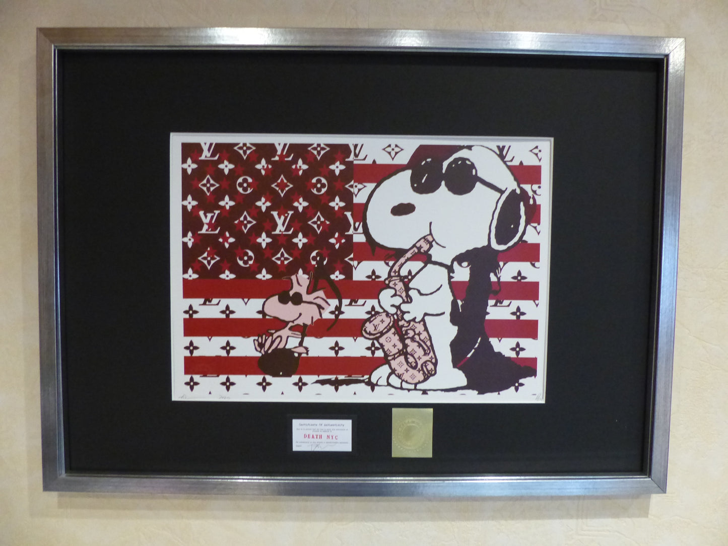 DEATH NYC fertig gerahmte Lithografie ltd. Edit. of "100""Snoopy and Woodstock" 3D Siegel COA zertif.