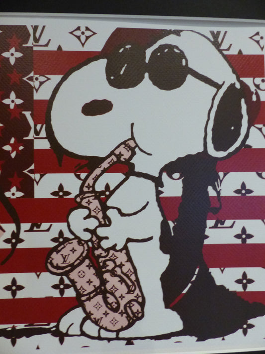 DEATH NYC fertig gerahmte Lithografie ltd. Edit. of "100""Snoopy and Woodstock" 3D Siegel COA zertif.