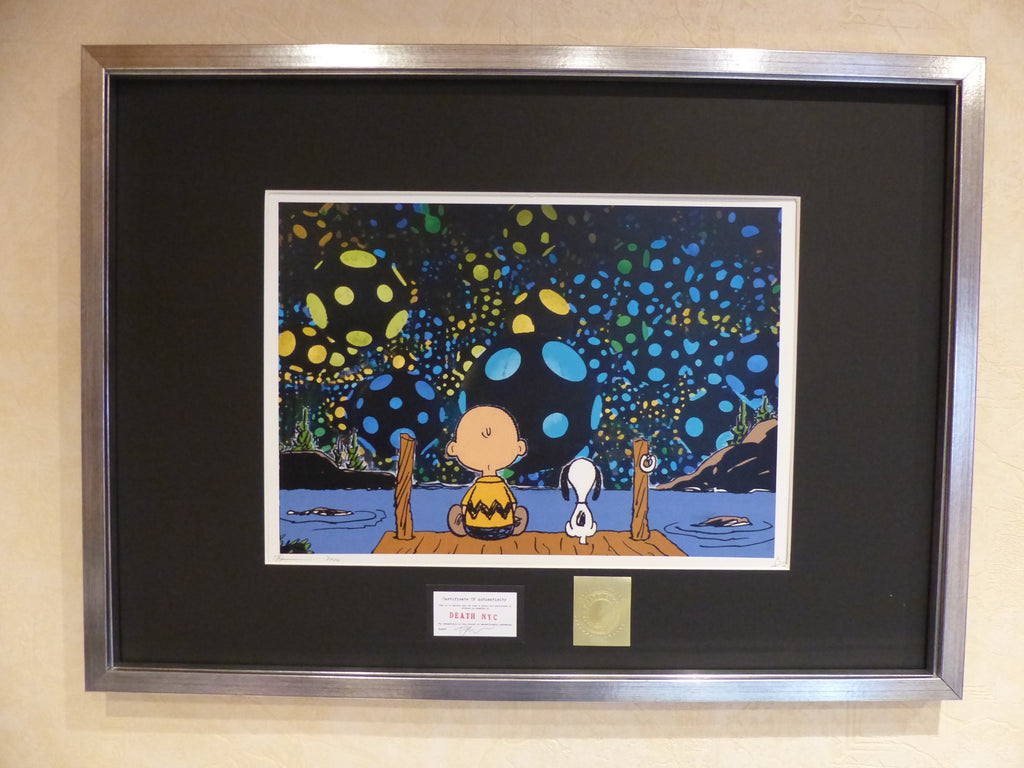 DEATH NYC fertig gerahmte Lithografie ltd. Edit of 100 "Charly and Sally Brown" 3D Siegel COA