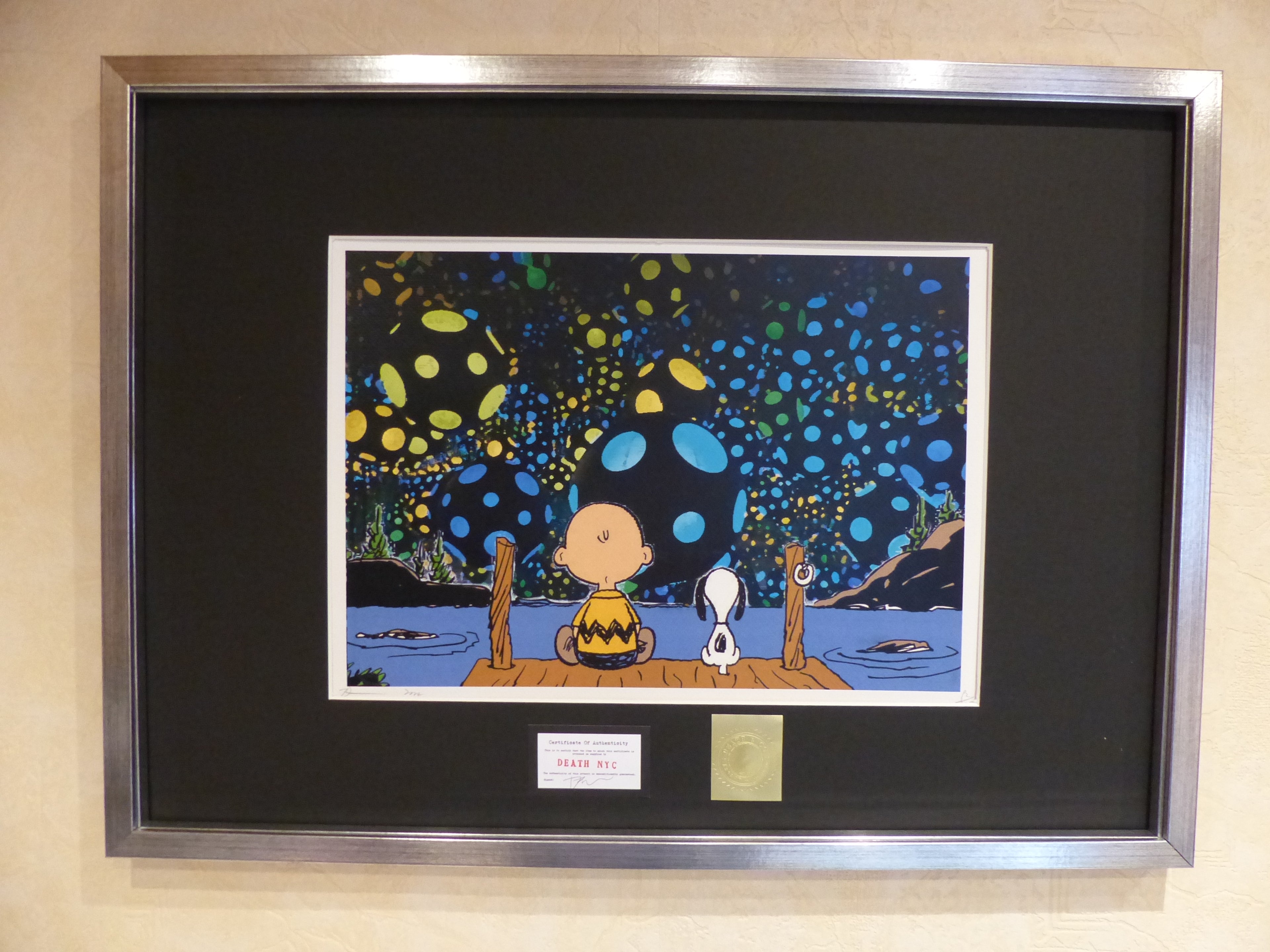 DEATH NYC fertig gerahmte Lithografie ltd. Edit of 100 "Charly and Sally Brown" 3D Siegel COA