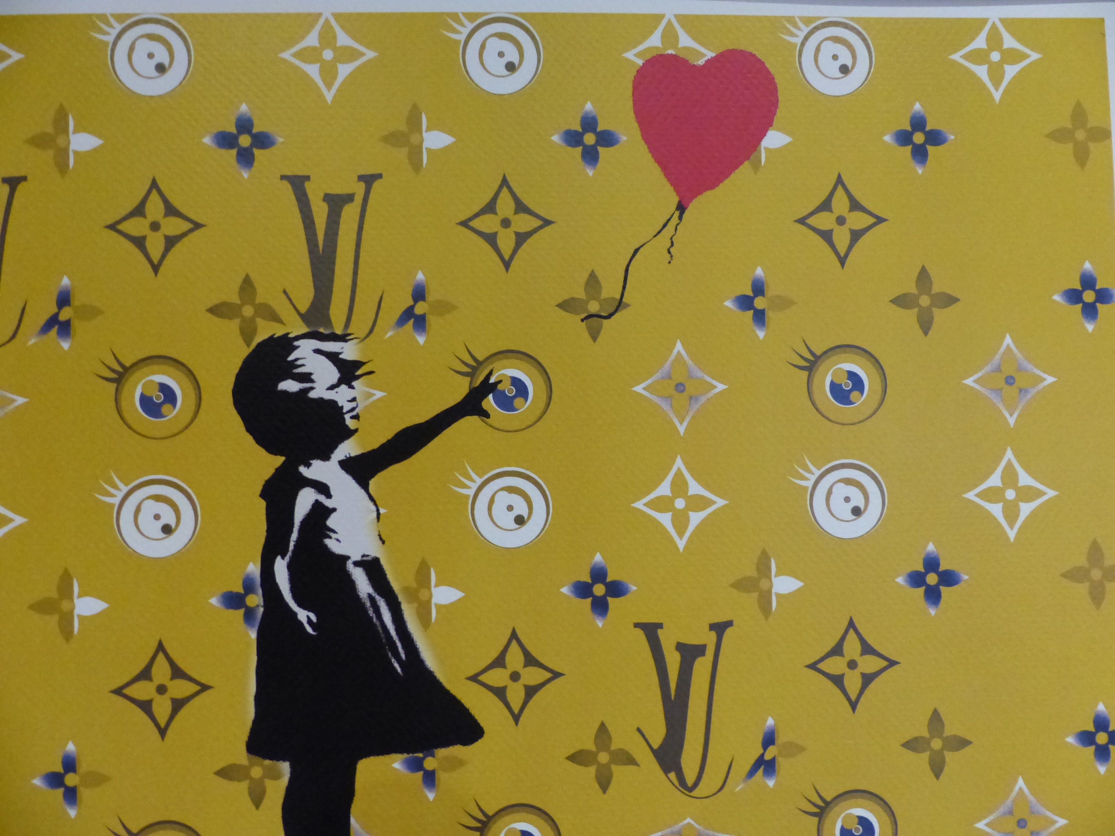 DEATH NYC fertig gerahmte Lithografie ltd. Edit of 100 "Banksy Balloon Girl" 3D Siegel COA