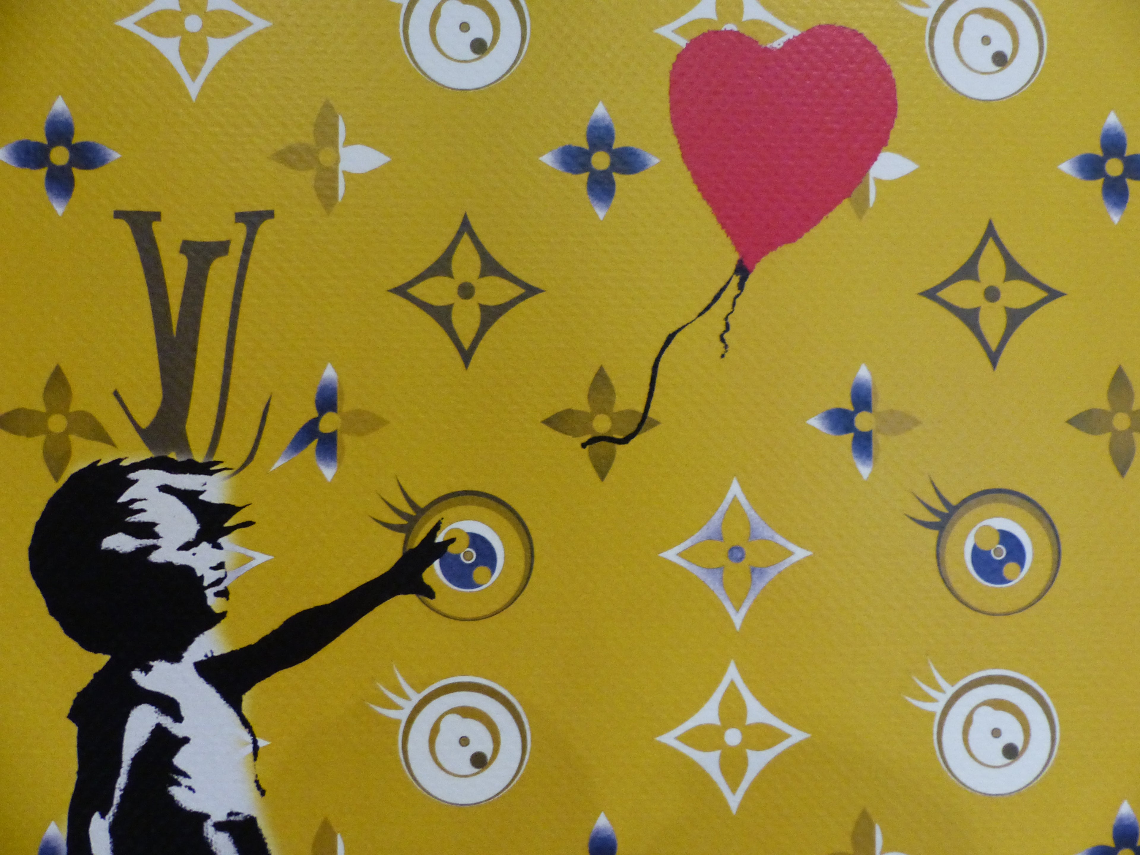 DEATH NYC fertig gerahmte Lithografie ltd. Edit of 100 "Banksy Balloon Girl" 3D Siegel COA