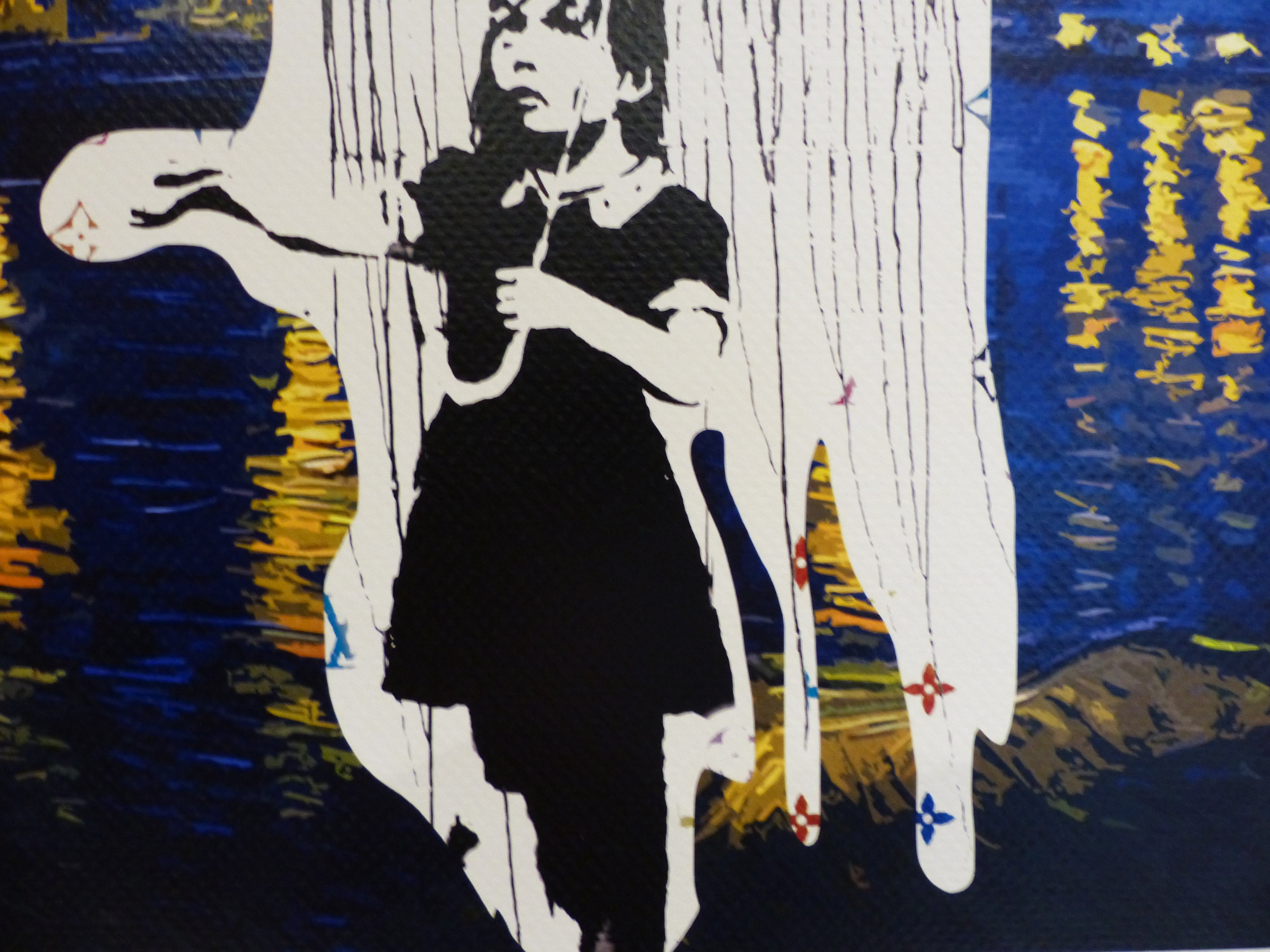 DEATH NYC fertig gerahmte Lithografie ltd. Edit. of 120/x22 "Banksy Umbrella Girl" 3D Siegel COA