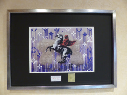 DEATH NYC fertig gerahmte Lithografie ltd. Edit of "100/x88  "Banksy Napoleon Rider" 3D Siegel COA