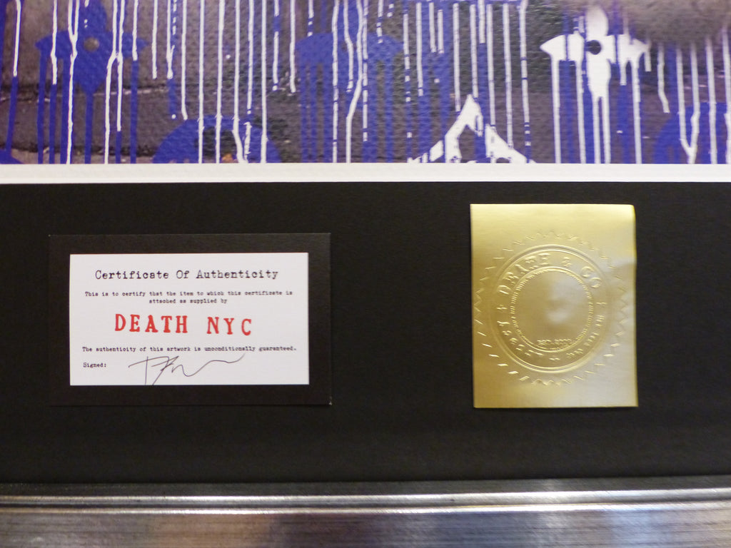 DEATH NYC fertig gerahmte Lithografie ltd. Edit of "100/x88  "Banksy Napoleon Rider" 3D Siegel COA