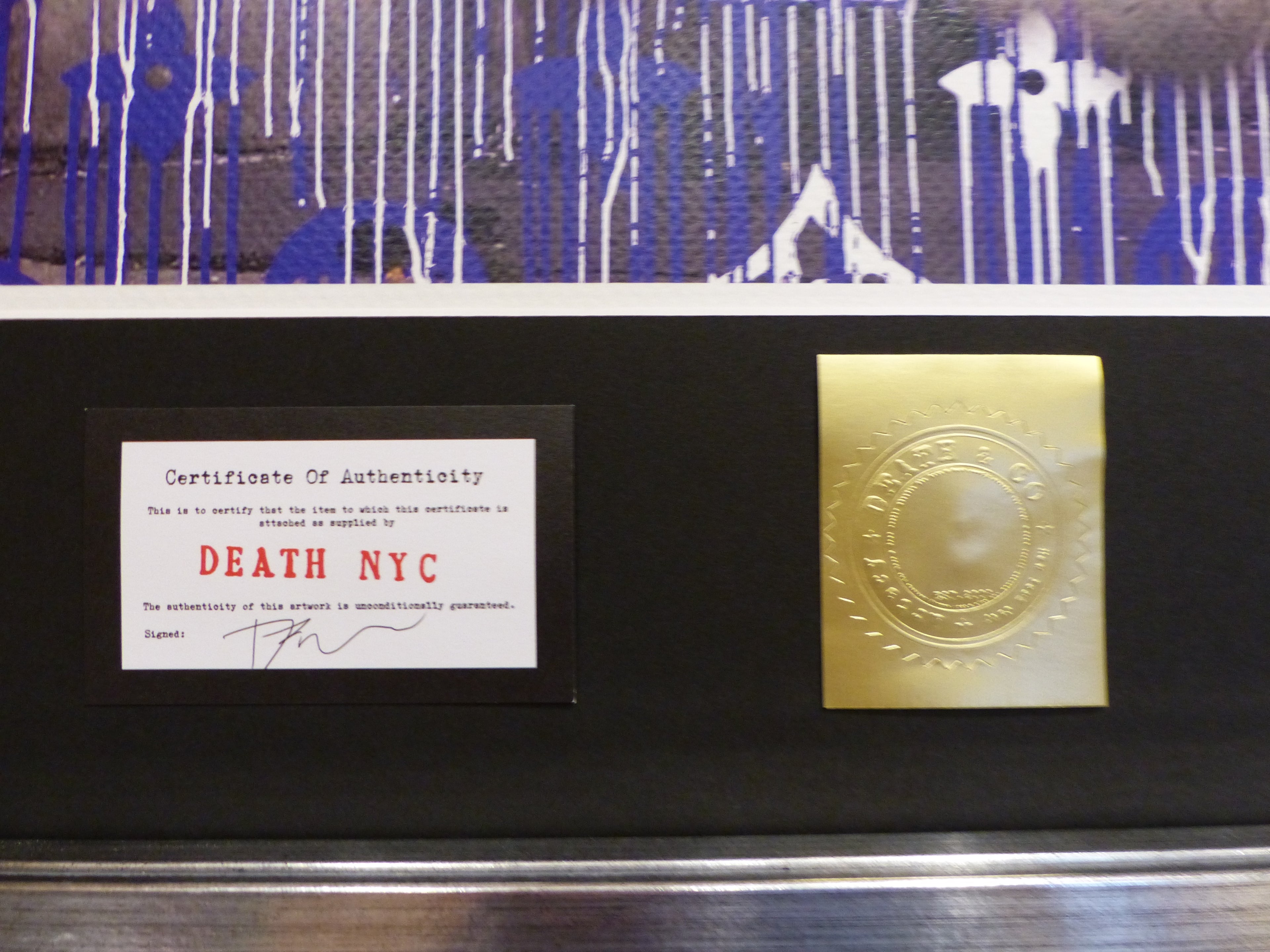 DEATH NYC fertig gerahmte Lithografie ltd. Edit of "100/x88  "Banksy Napoleon Rider" 3D Siegel COA