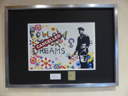 DEATH NYC fertig gerahmte Lithografie ltd. Edit of 120 "Banksy Dreams Cancelled" 3D Siegel COA