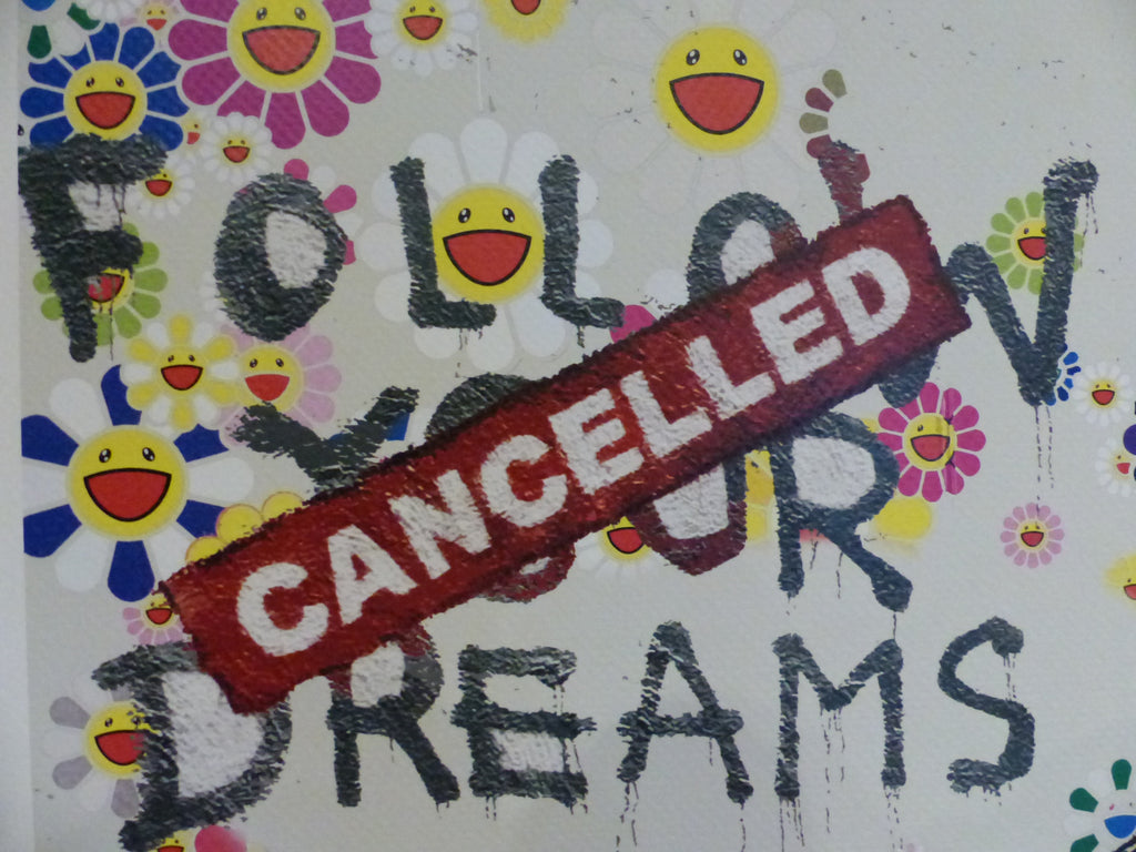 DEATH NYC fertig gerahmte Lithografie ltd. Edit of 120 "Banksy Dreams Cancelled" 3D Siegel COA