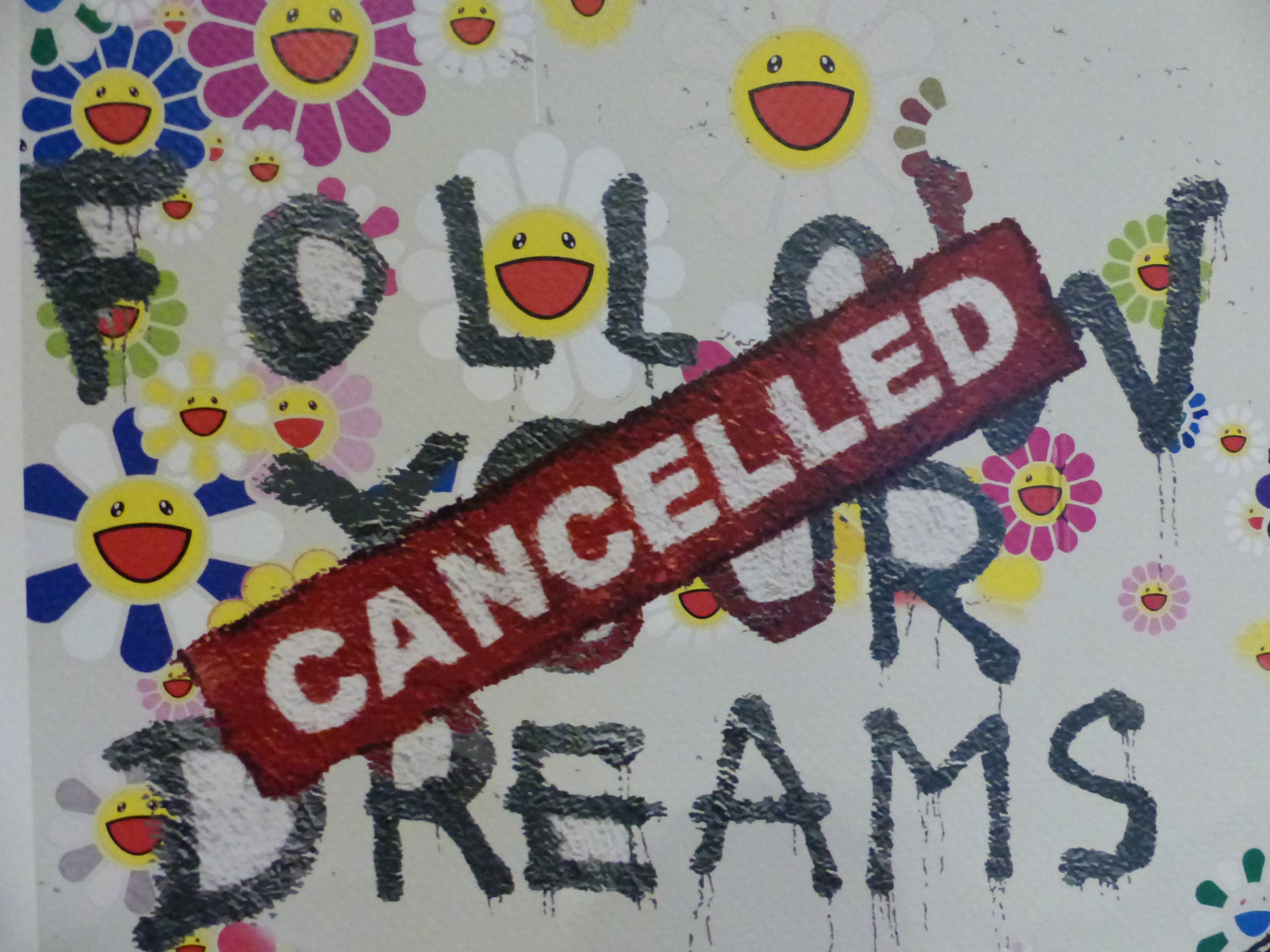 DEATH NYC fertig gerahmte Lithografie ltd. Edit of 120 "Banksy Dreams Cancelled" 3D Siegel COA