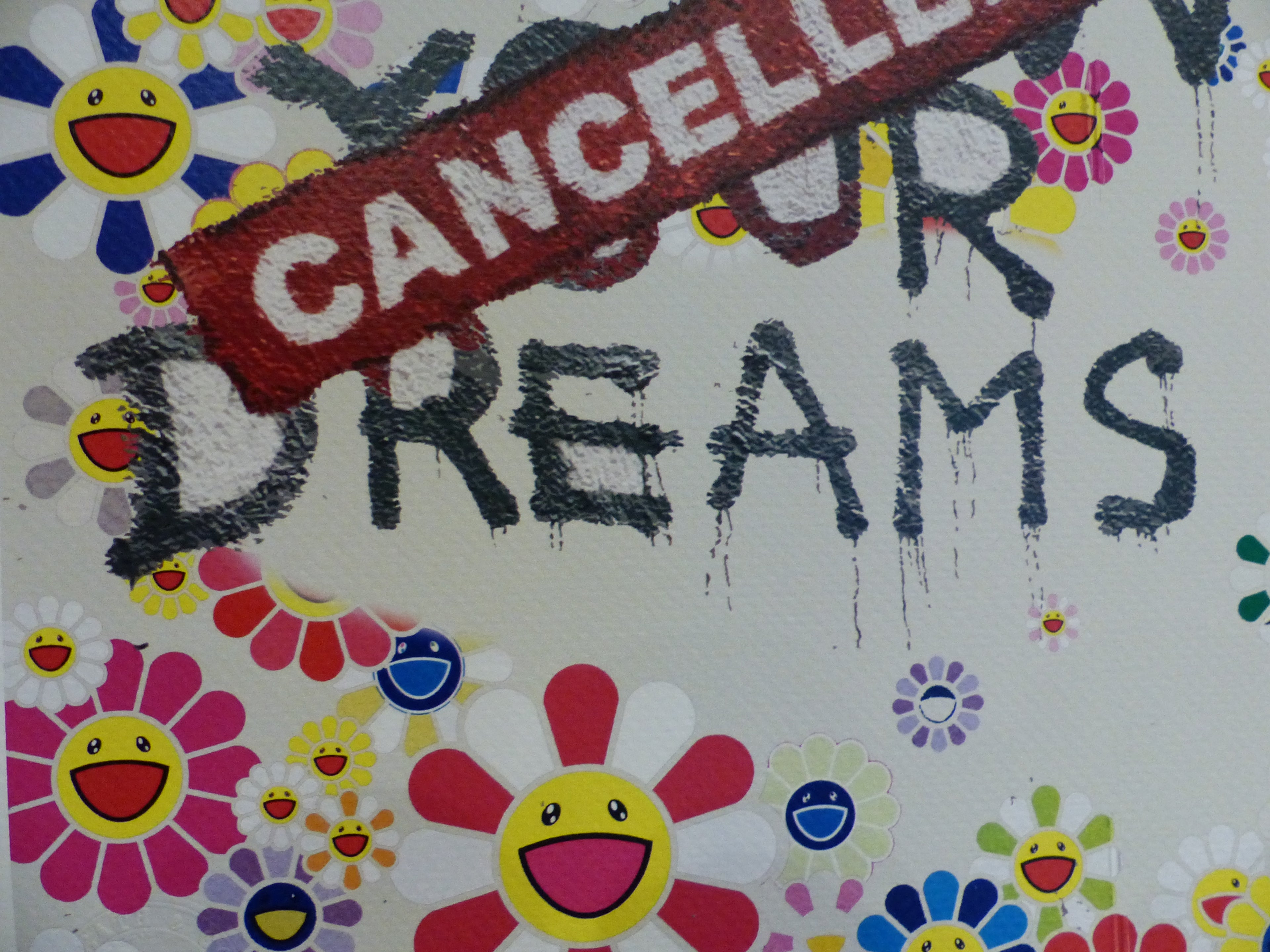 DEATH NYC fertig gerahmte Lithografie ltd. Edit of 120 "Banksy Dreams Cancelled" 3D Siegel COA