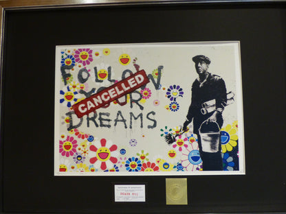DEATH NYC fertig gerahmte Lithografie ltd. Edit of 120 "Banksy Dreams Cancelled" 3D Siegel COA