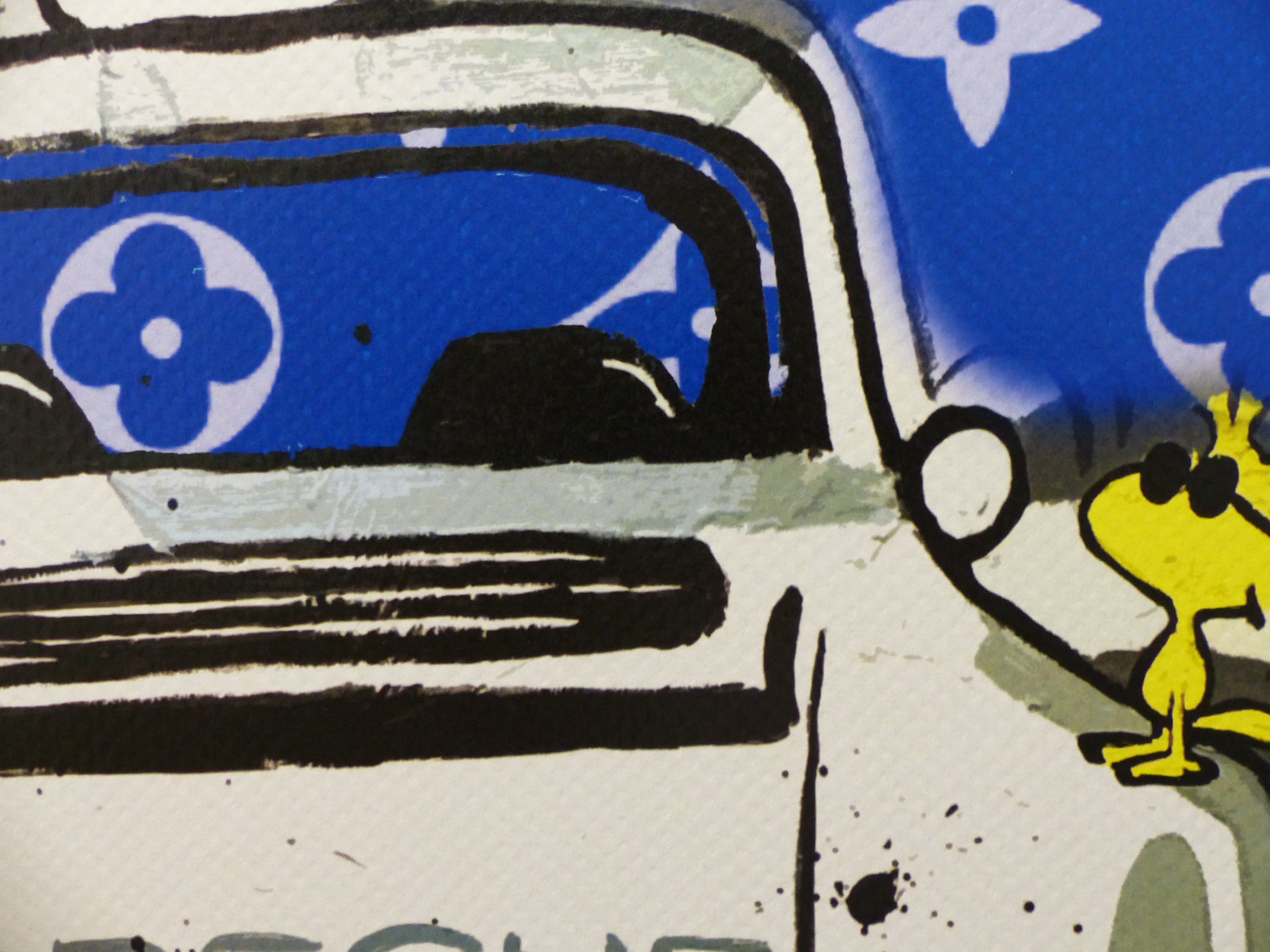 DEATH NYC  Lithografie "Snoopy with Porsche" ltd. Edition of "120",  3D Siegel COA