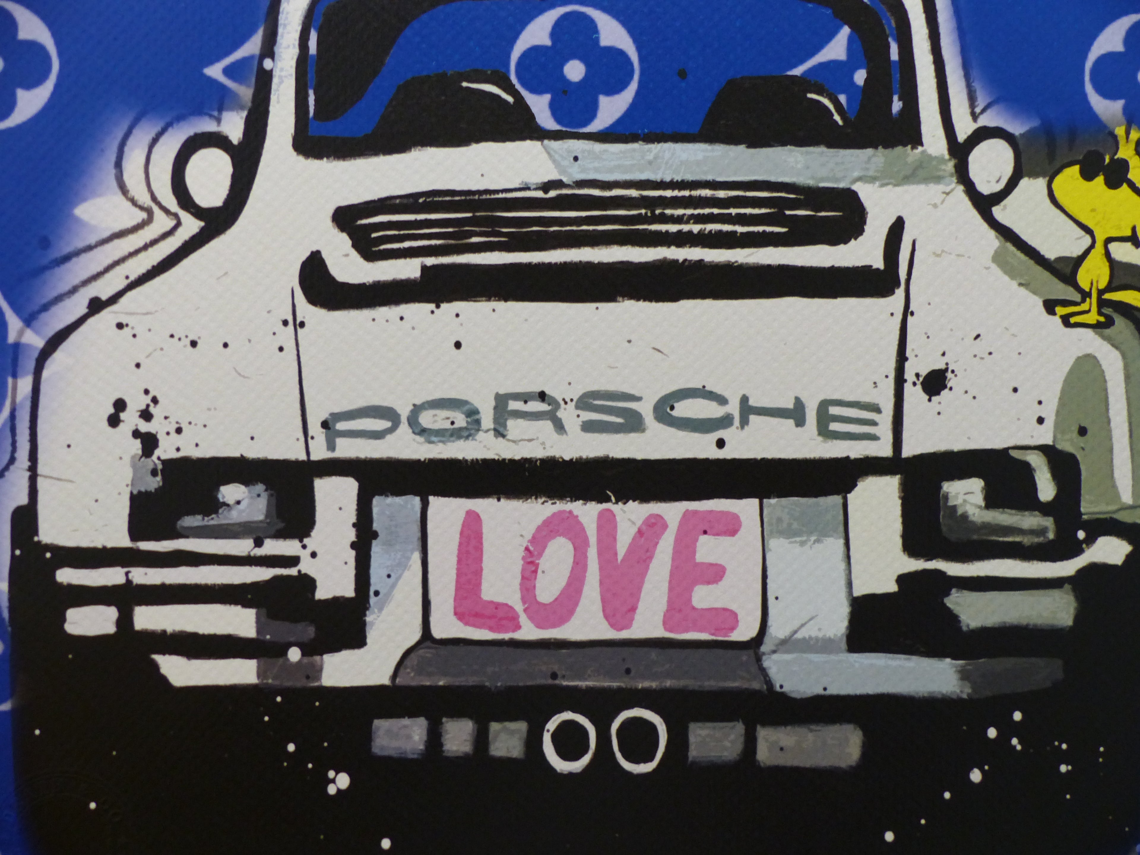 DEATH NYC  Lithografie "Snoopy with Porsche" ltd. Edition of "120",  3D Siegel COA