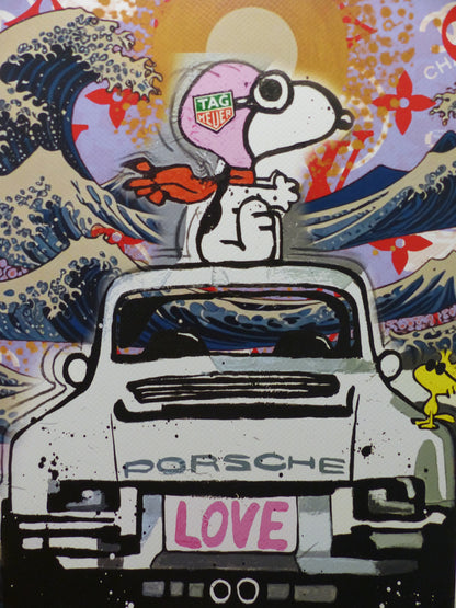 DEATH NYC "im wertigen Holzrahmen" Lithografie ltd.Edit. of "Porsche" 3D Siegel
