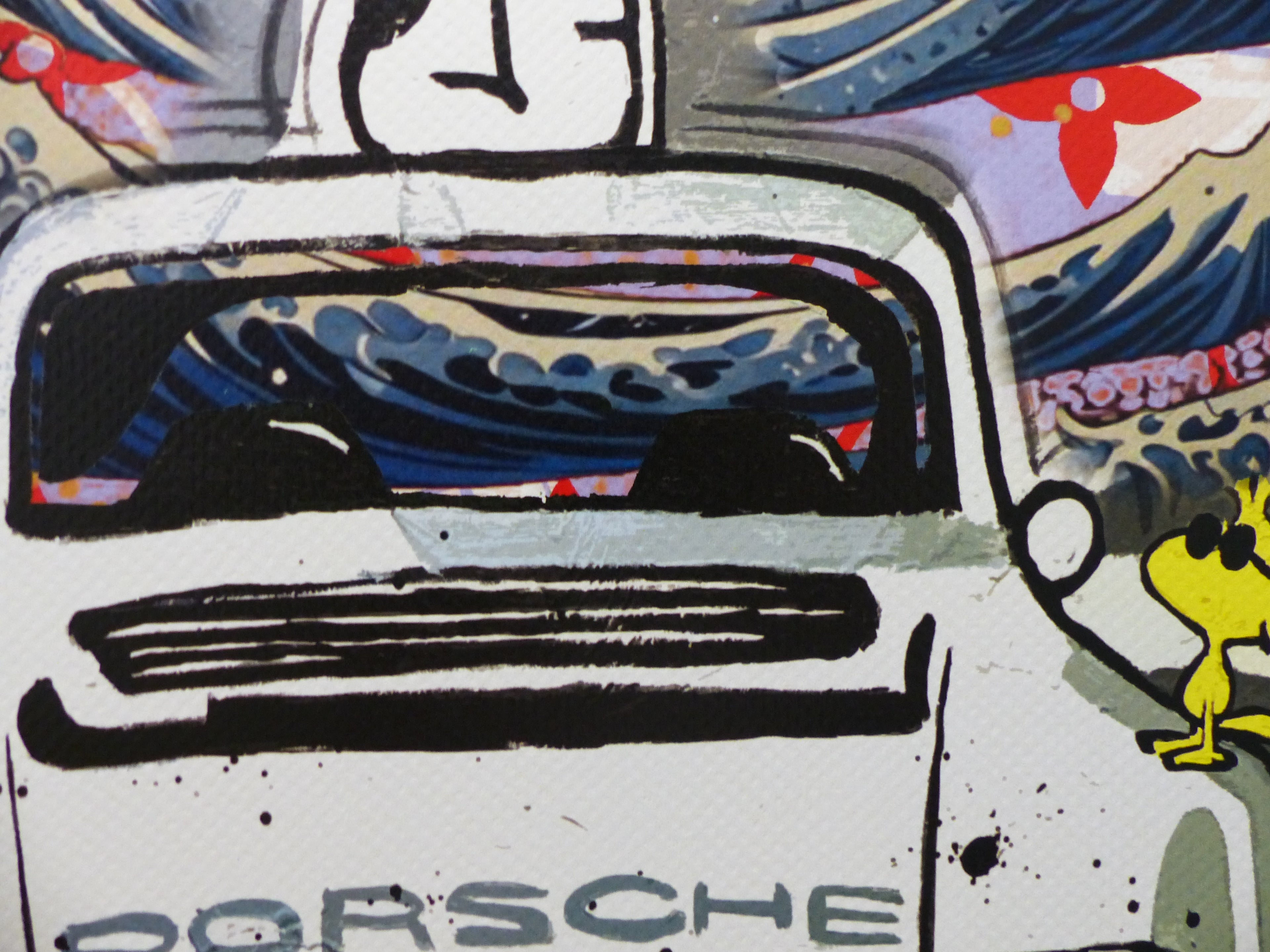 DEATH NYC "im wertigen Holzrahmen" Lithografie ltd.Edit. of "Porsche" 3D Siegel