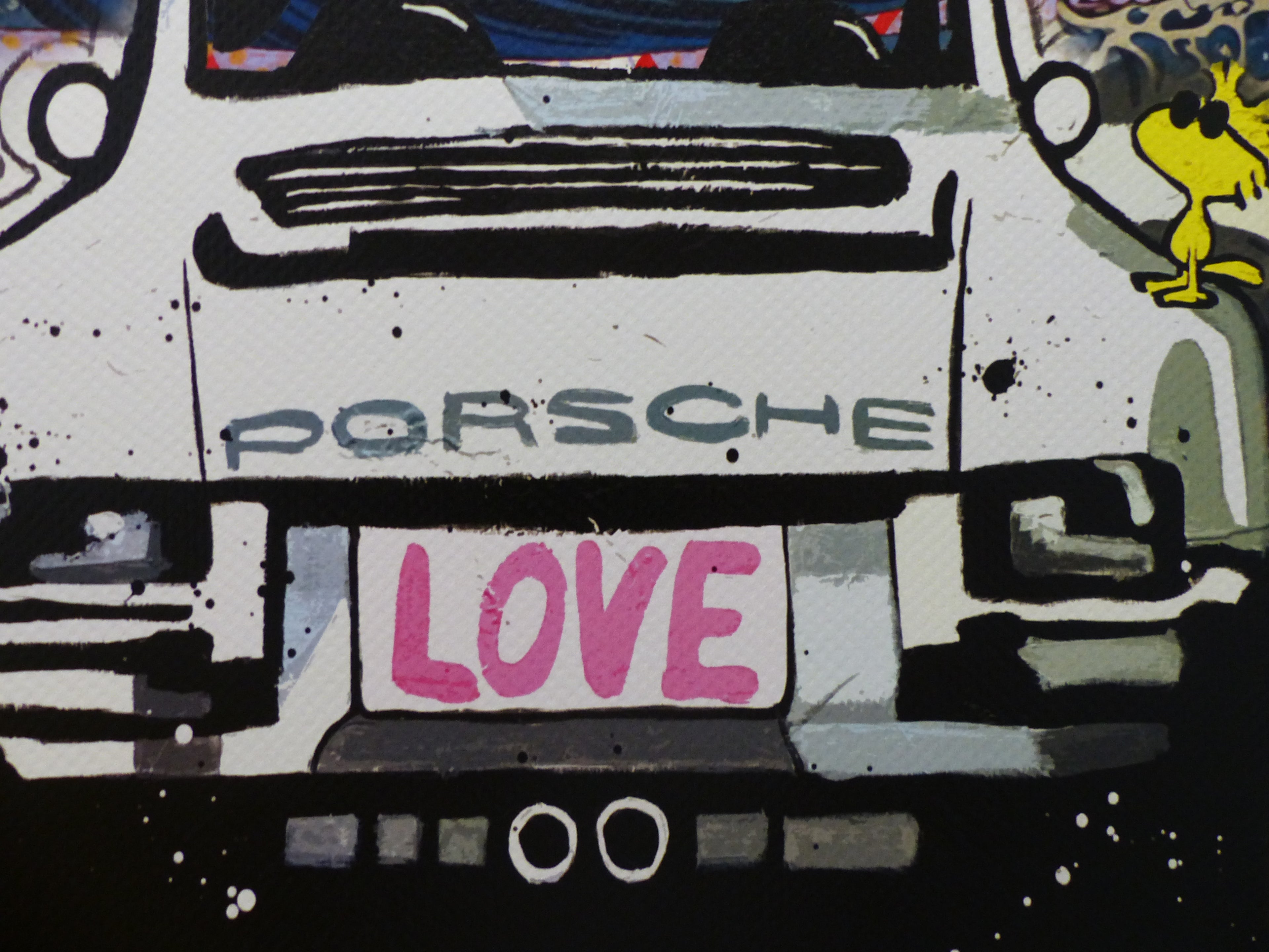 DEATH NYC "im wertigen Holzrahmen" Lithografie ltd.Edit. of "Porsche" 3D Siegel