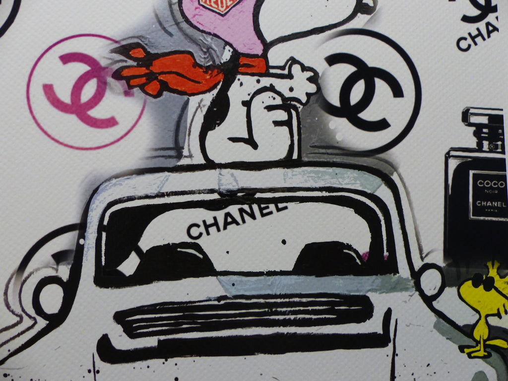 DEATH NYC Lithographie "Snoopy with Porsche" ltd. Edition of "120" 3D Siegel und COA