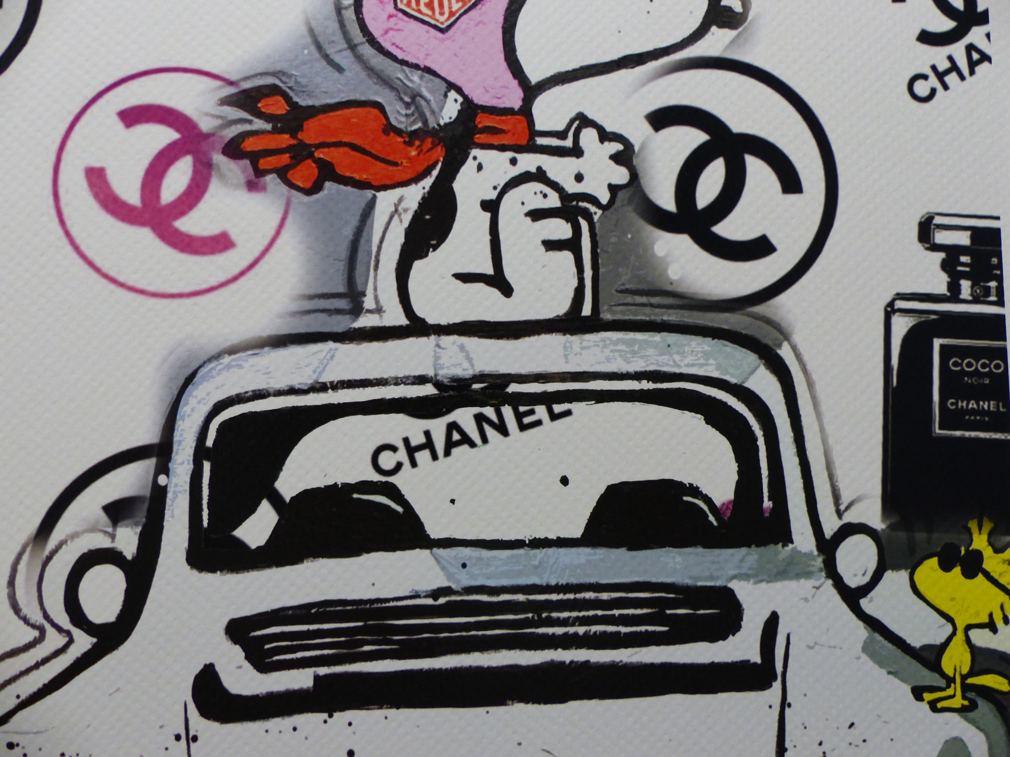 DEATH NYC Lithographie "Snoopy with Porsche" ltd. Edition of "120" 3D Siegel und COA