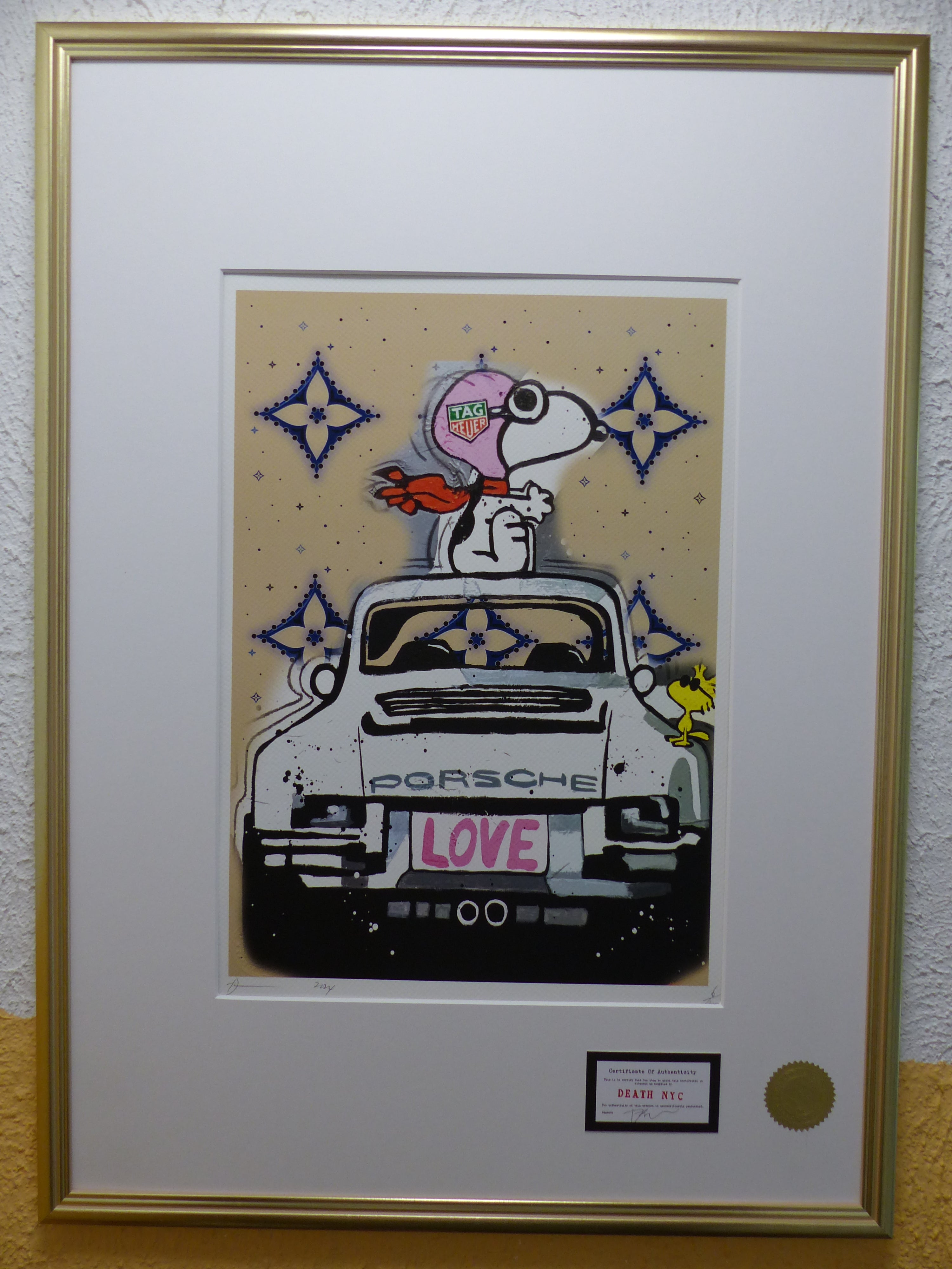 DEATH NYC im wertigen Holzrahmen Lithografie ltd.Edit. of 120  "Porsche" 3D Siegel