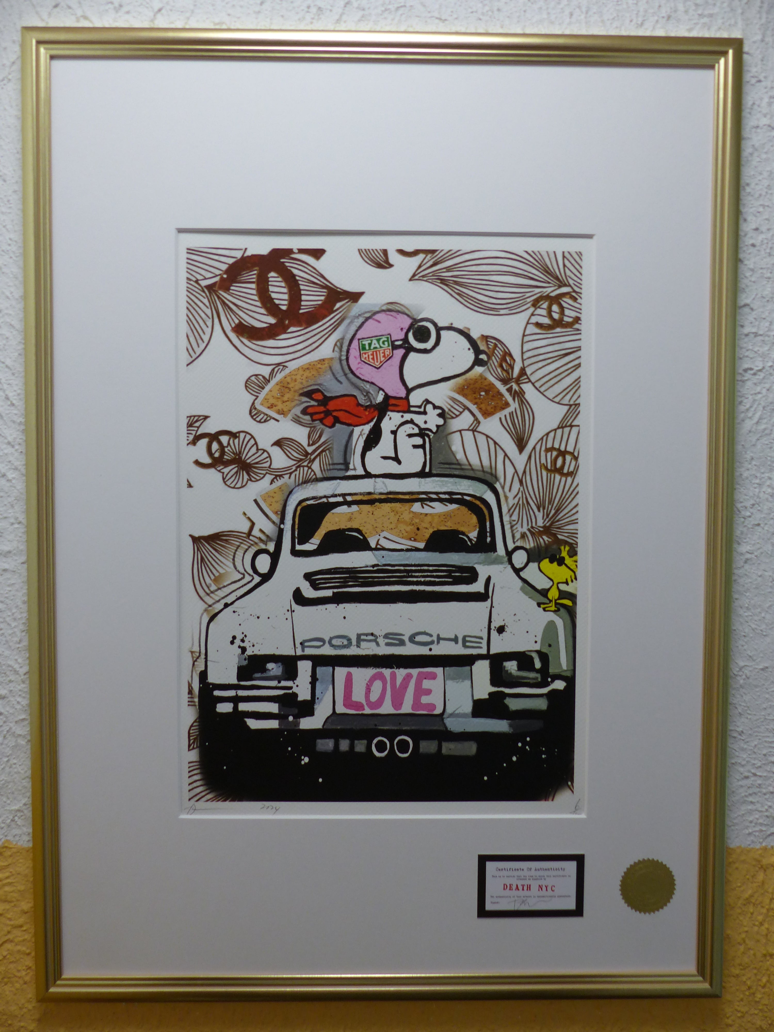 DEATH NYC Lithographie "Snoopy with Porsche" ltd. Edition of "120" 3D Siegel und COA (Kopie)